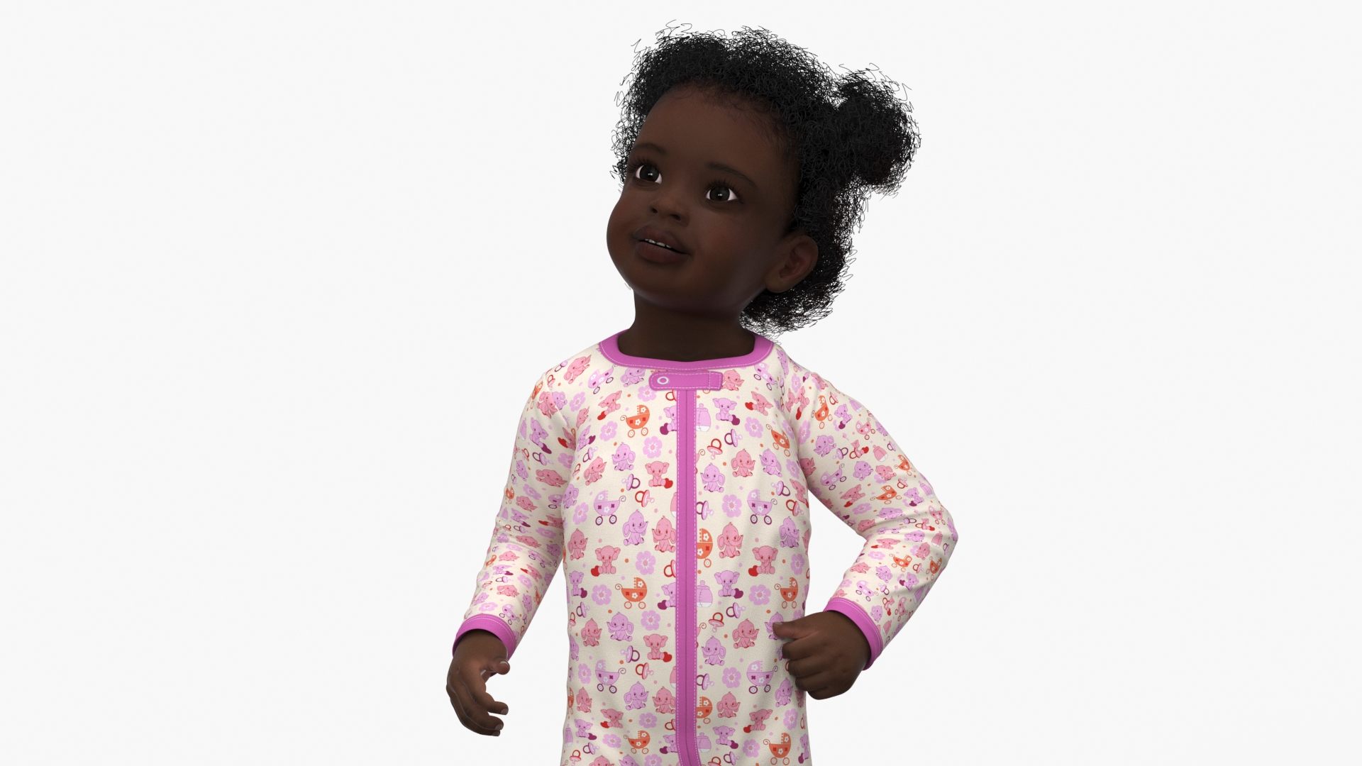 3D model Little Dark Skin Girl in Full Bodysuit Rigged