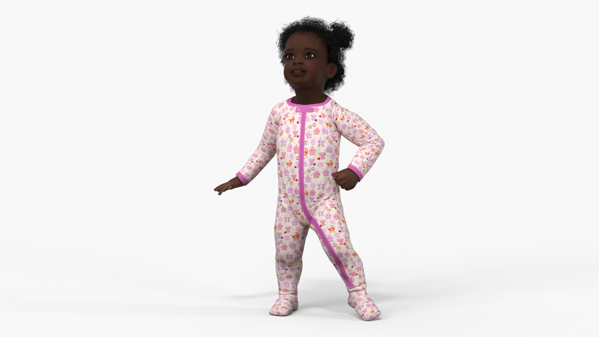 3D model Little Dark Skin Girl in Full Bodysuit Rigged