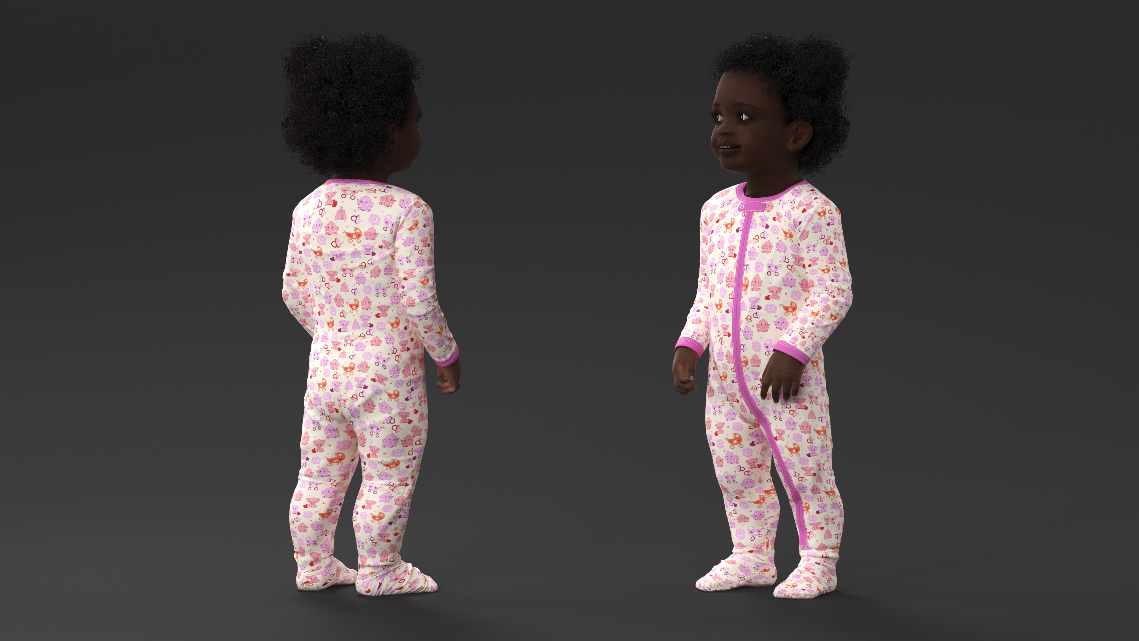 3D model Little Dark Skin Girl in Full Bodysuit Rigged