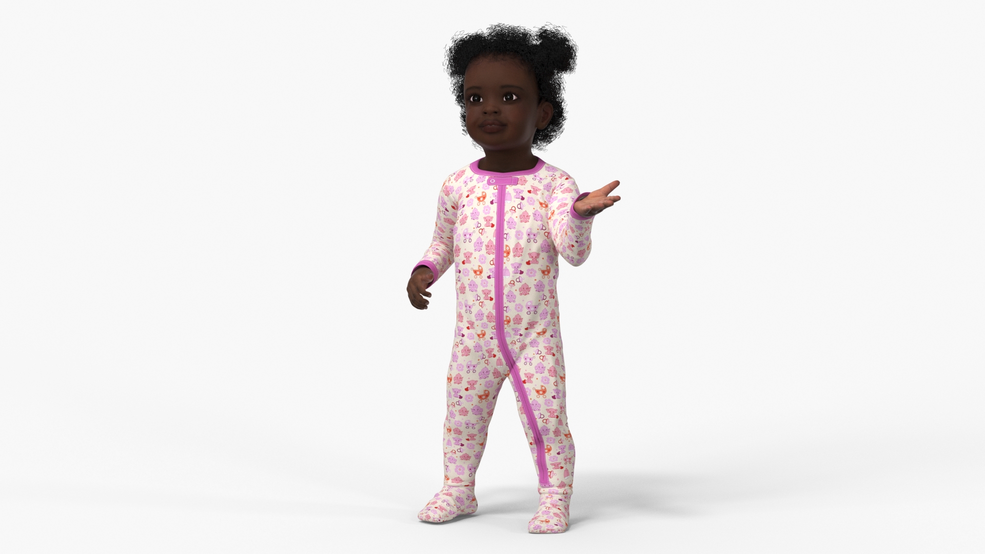 3D model Little Dark Skin Girl in Full Bodysuit Rigged