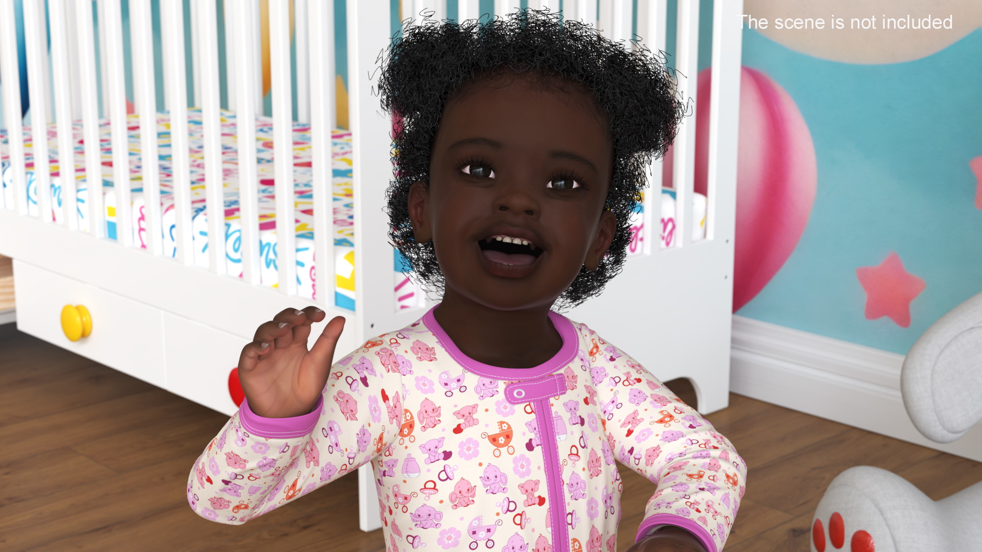 3D model Little Dark Skin Girl in Full Bodysuit Rigged