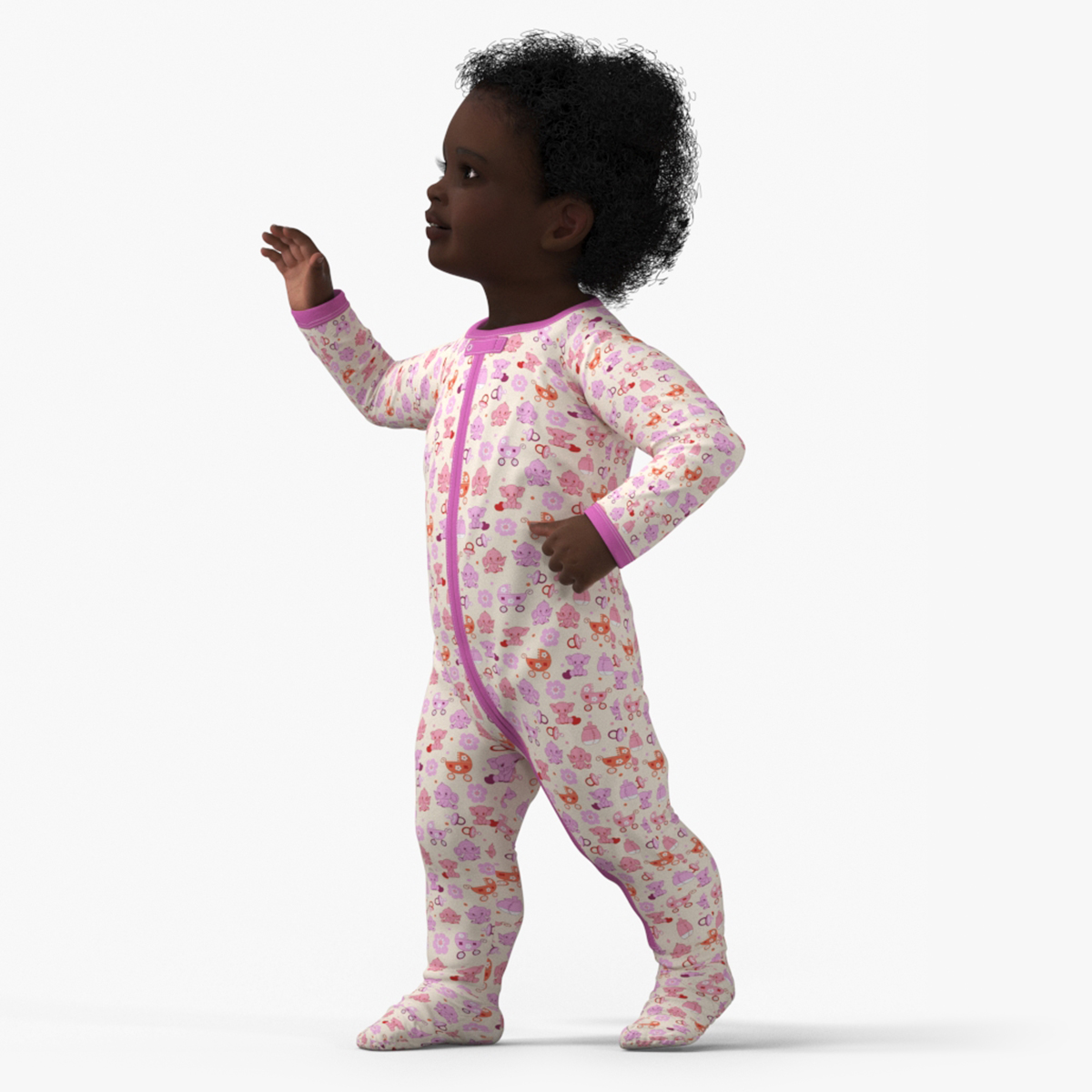 3D model Little Dark Skin Girl in Full Bodysuit Rigged