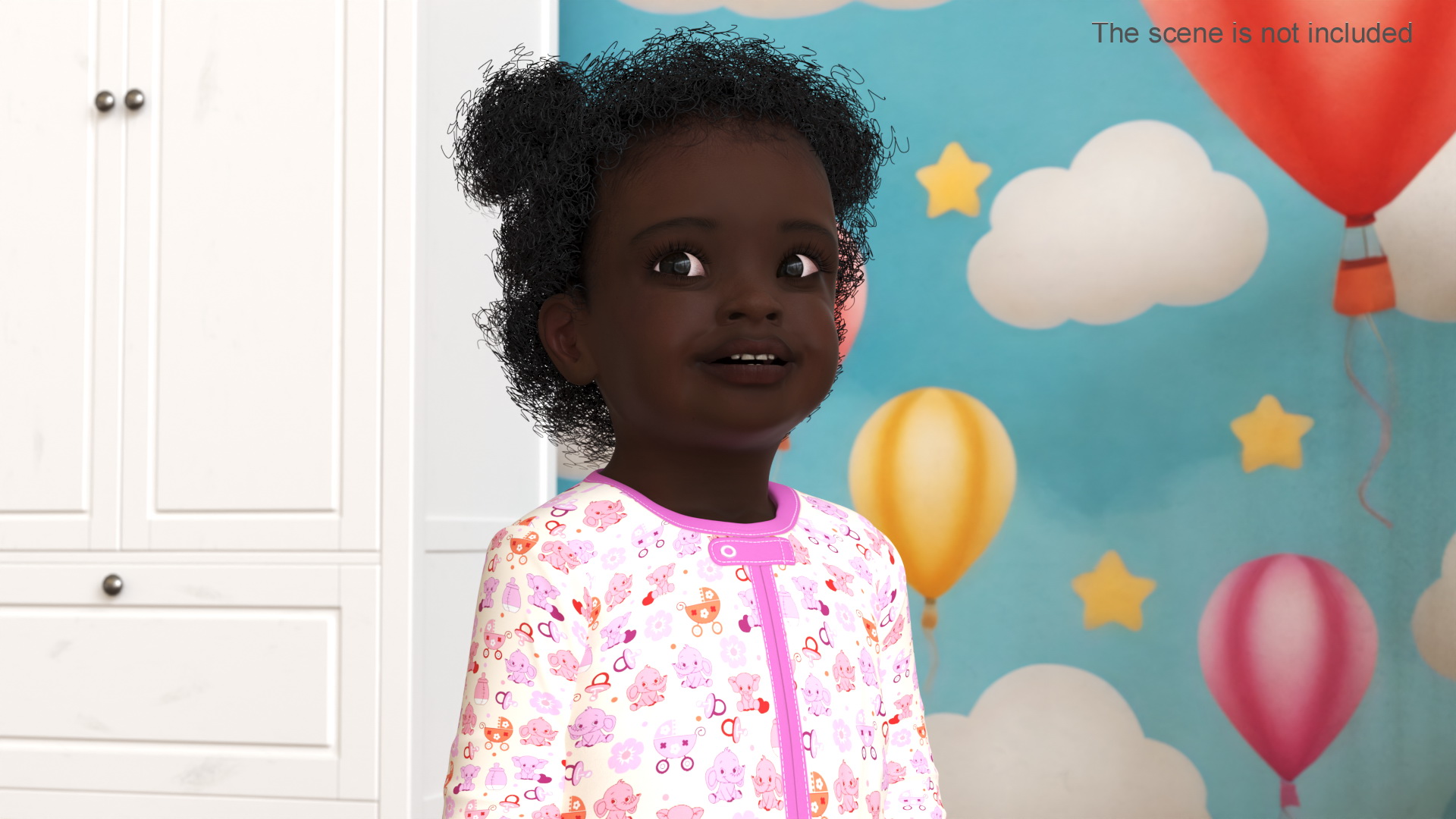 3D model Little Dark Skin Girl in Full Bodysuit Rigged