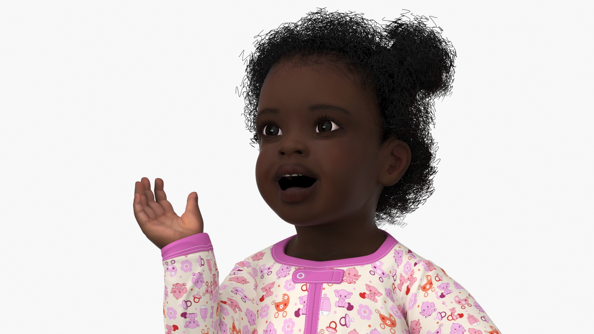 3D model Little Dark Skin Girl in Full Bodysuit Rigged