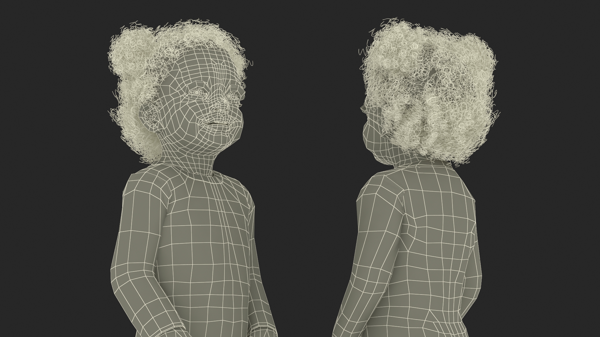 3D model Little Dark Skin Girl in Full Bodysuit Rigged