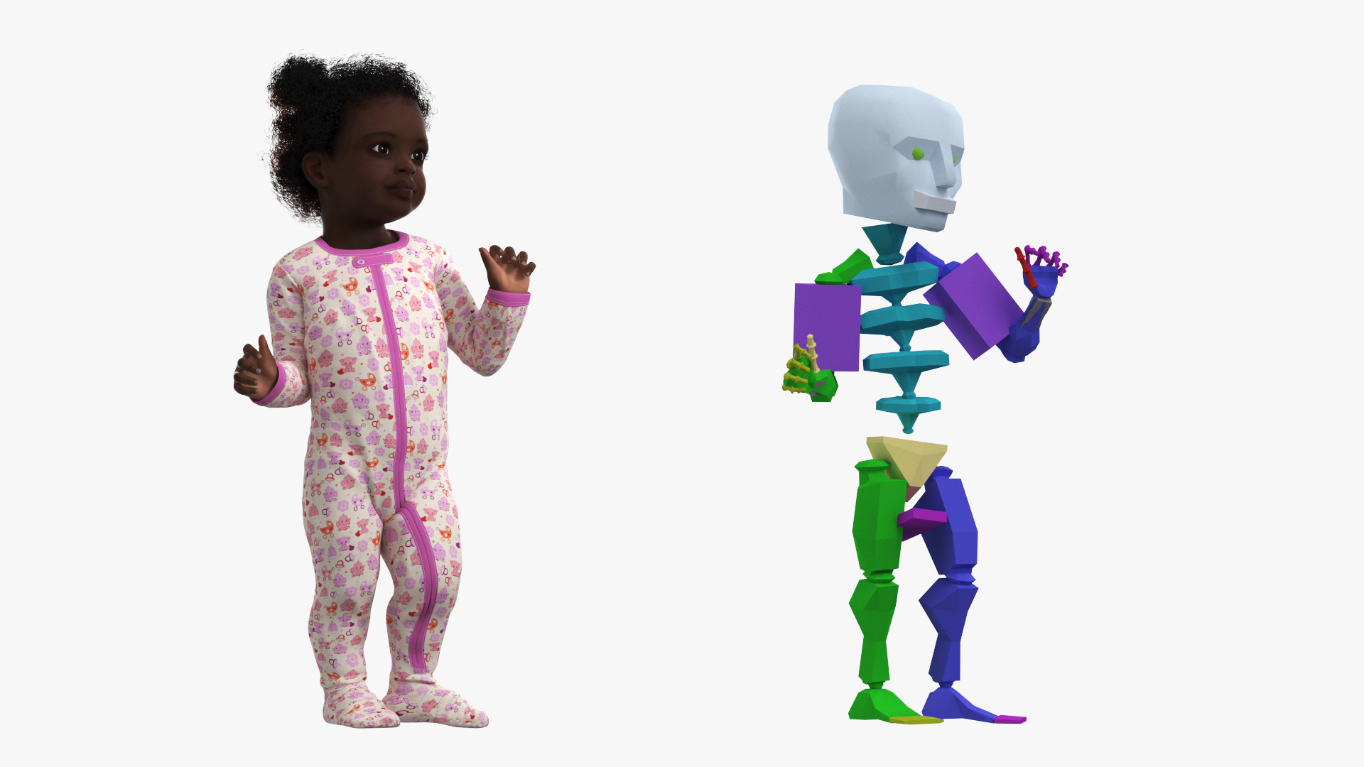 3D model Little Dark Skin Girl in Full Bodysuit Rigged