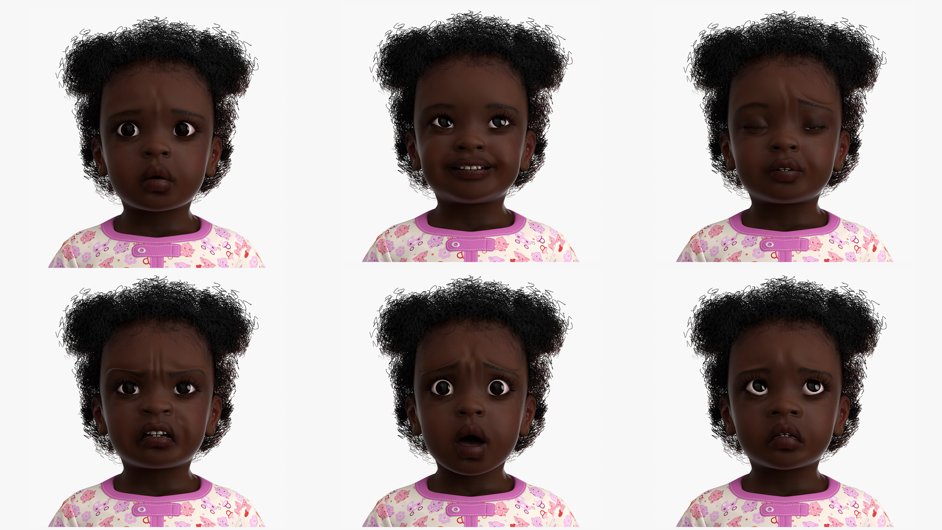 3D model Little Dark Skin Girl in Full Bodysuit Rigged