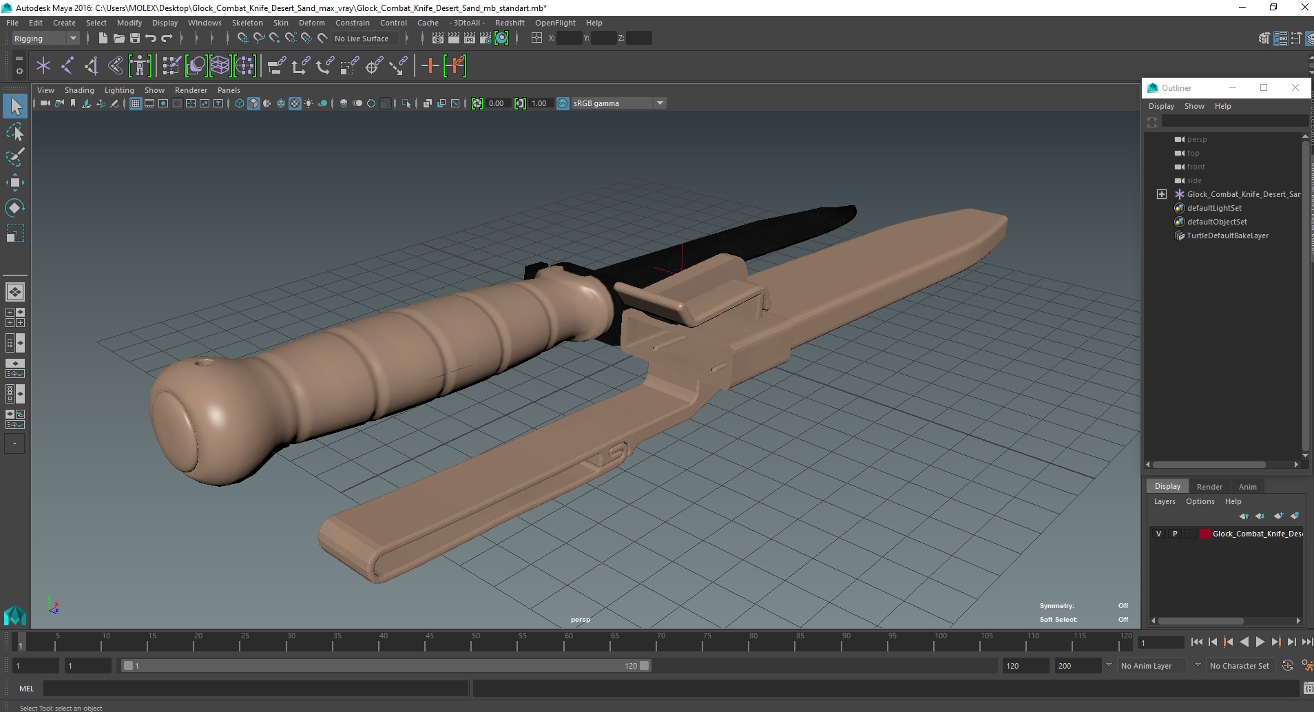 3D model Glock Combat Knife Desert Sand