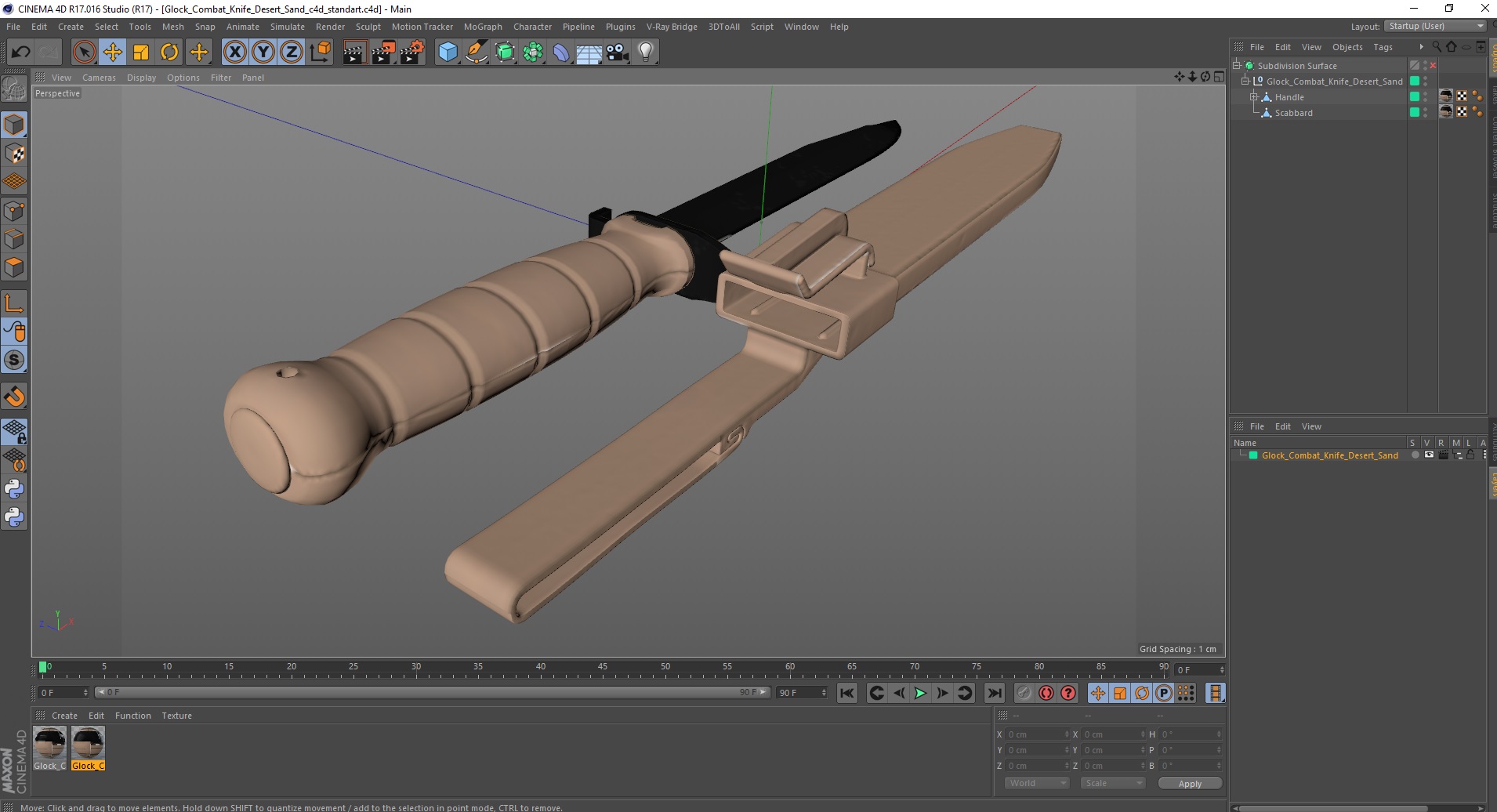 3D model Glock Combat Knife Desert Sand