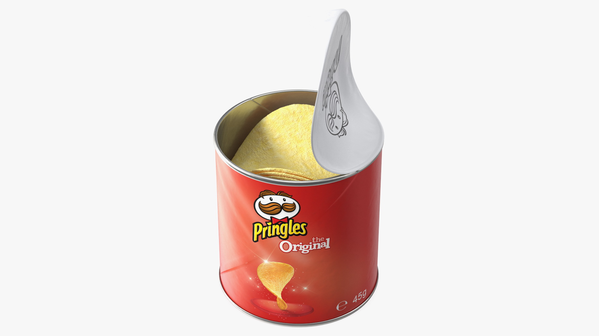 3D model Open Pringles Original Potato Chips Small Can