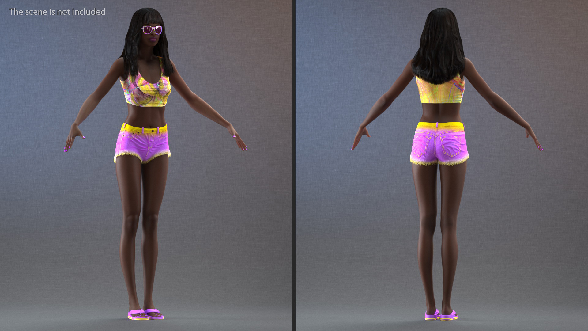 Beach Style Shorts and Blouse 3D model