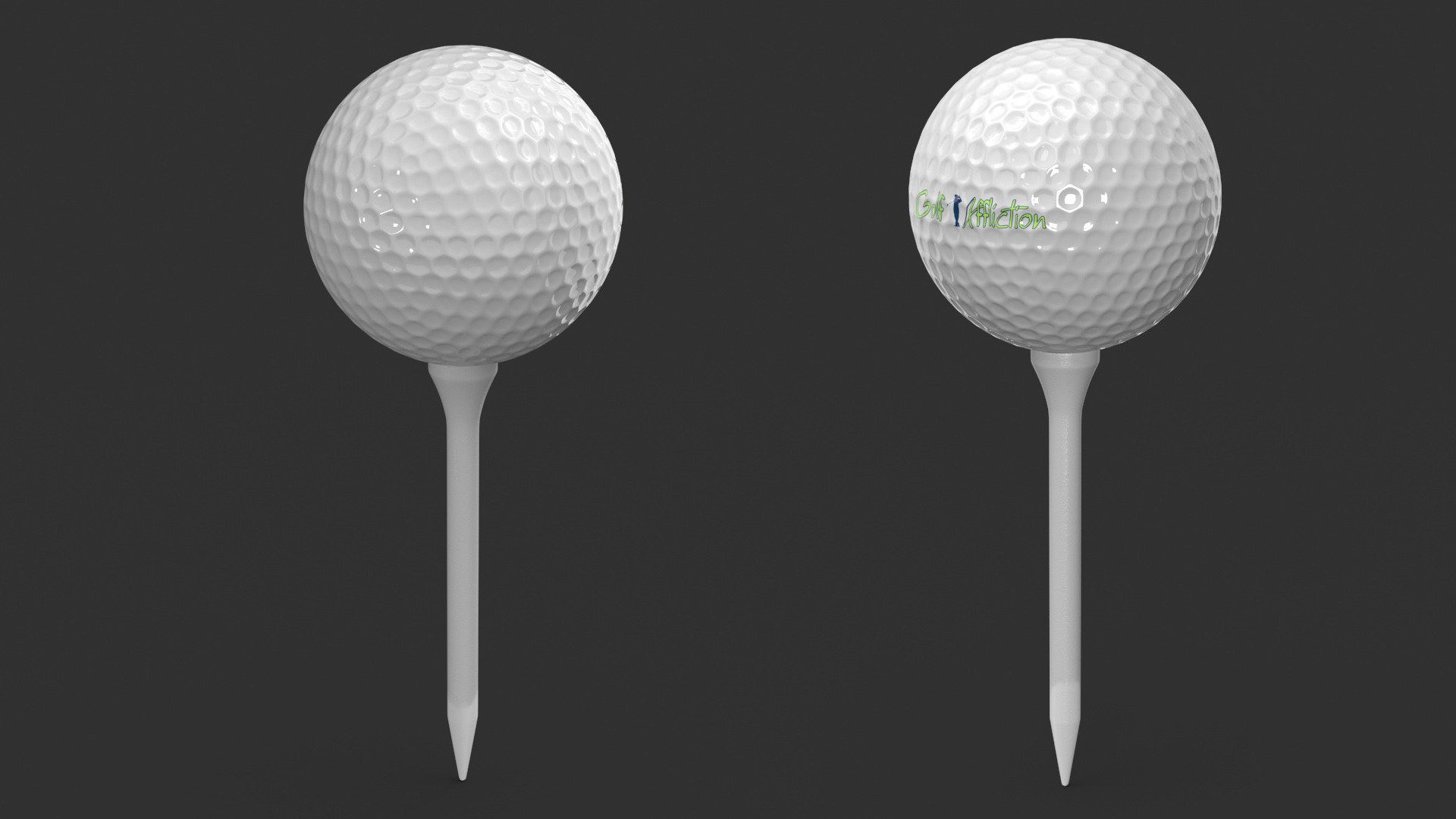 3D Golf Ball Resting on a Tee