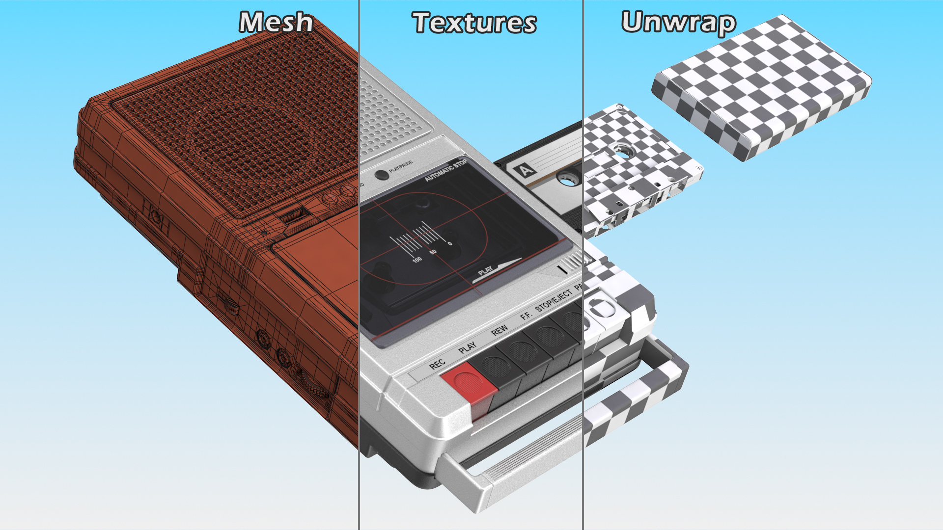 3D model Deck Recorder with Tape and Box Set