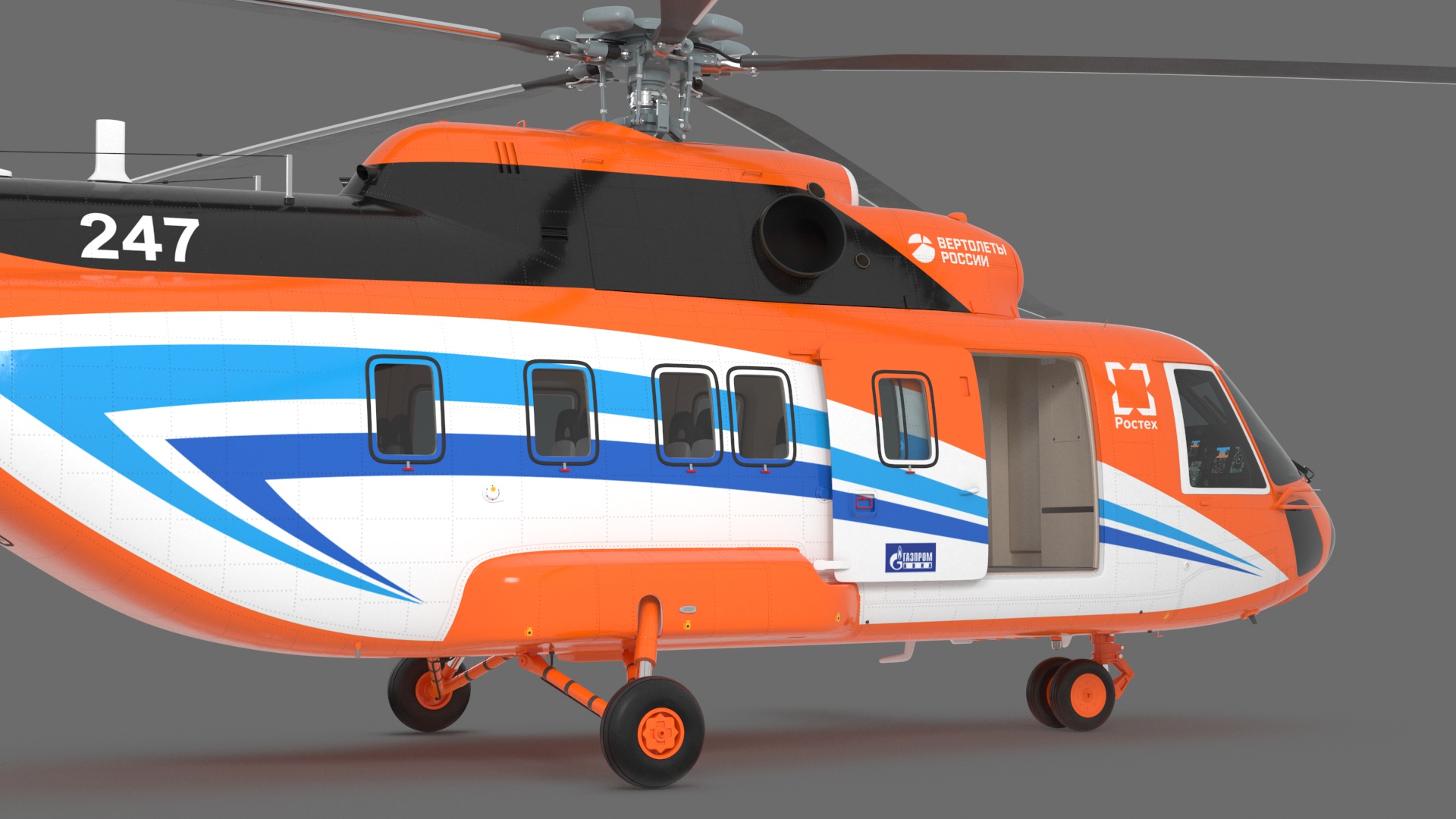 Russian Helicopter Gazprom MI-171 A3 Rigged for Maya 3D