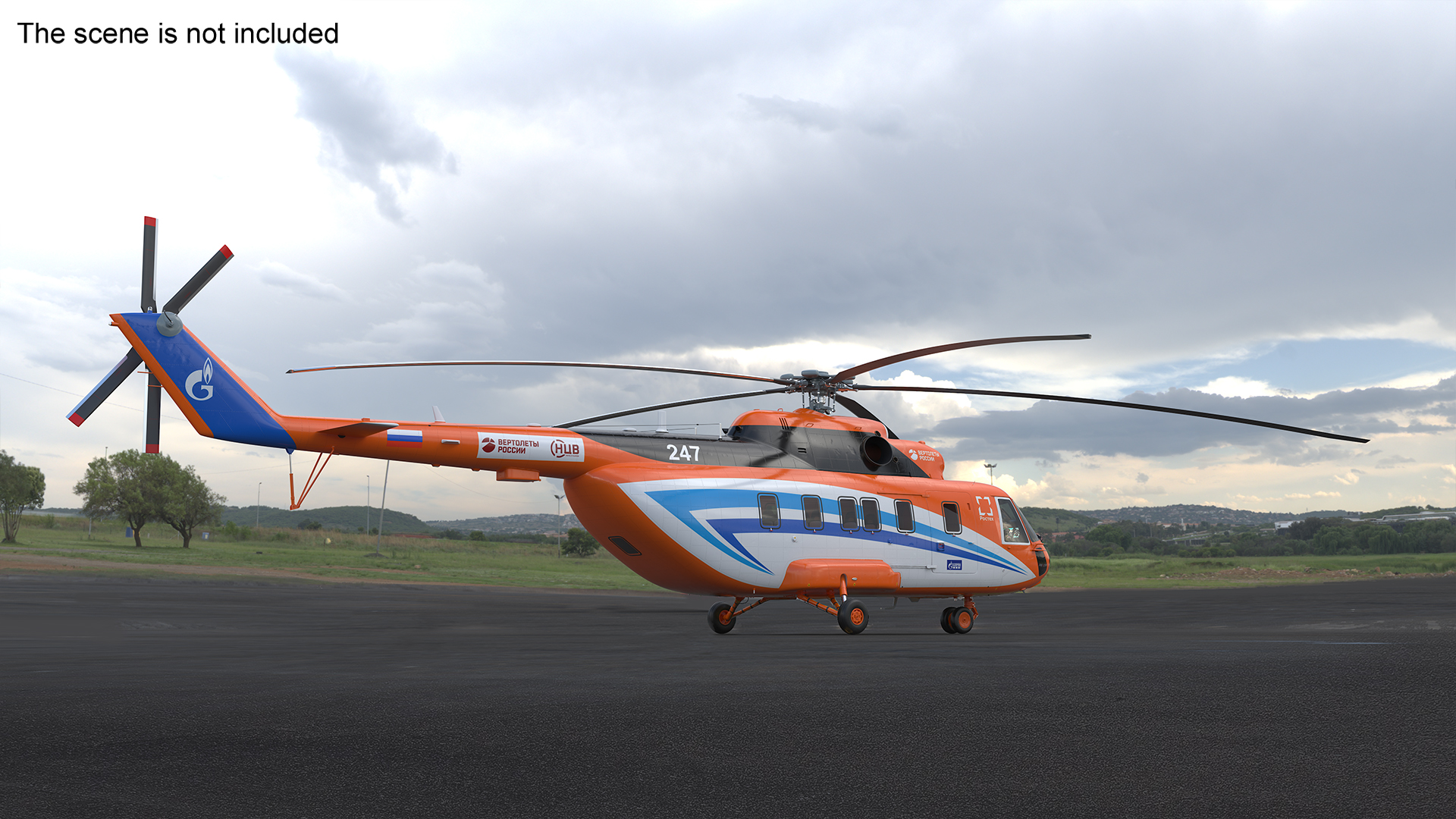 Russian Helicopter Gazprom MI-171 A3 Rigged for Maya 3D