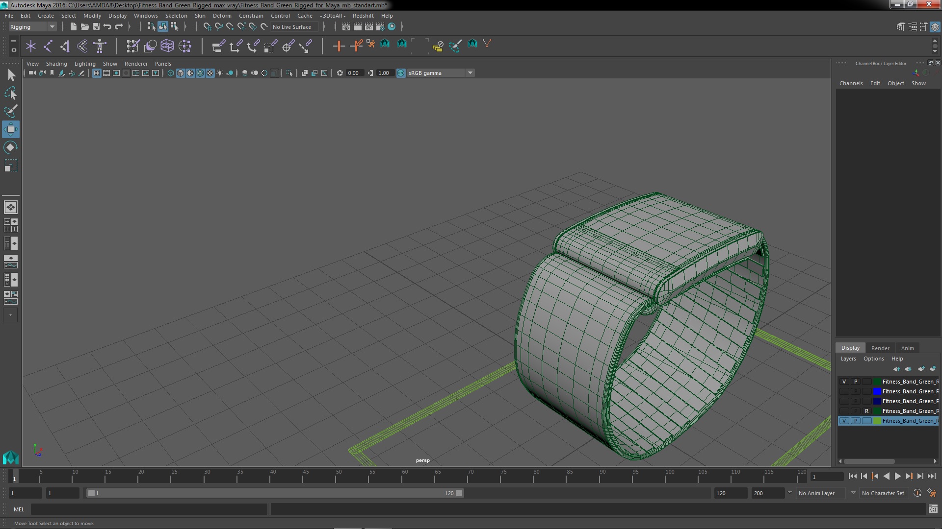 Fitness Band Green Rigged for Maya 3D model