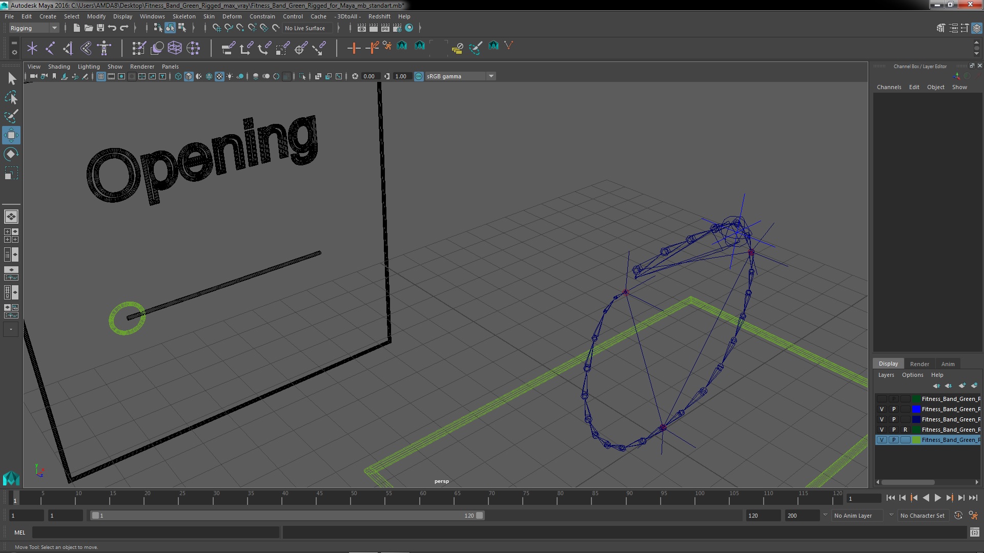 Fitness Band Green Rigged for Maya 3D model