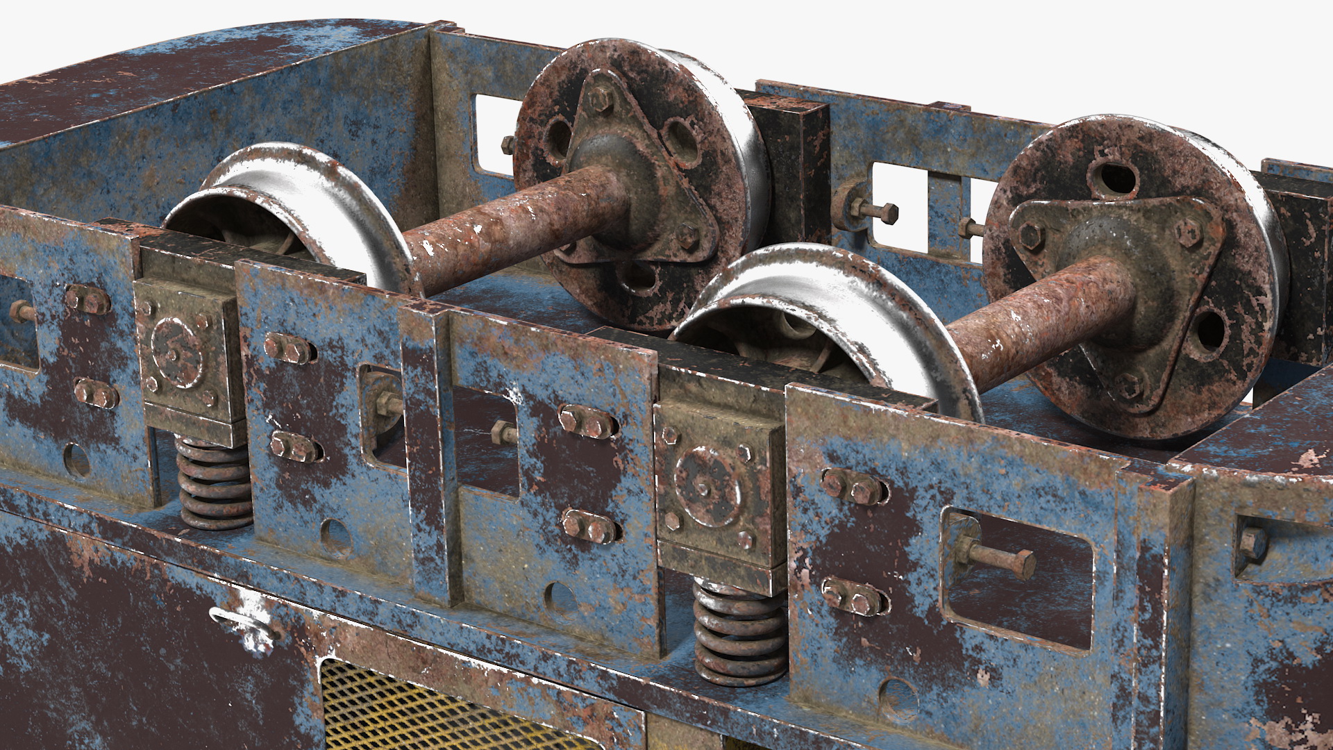 3D Mining Locomotive on Railway Section Rusted model