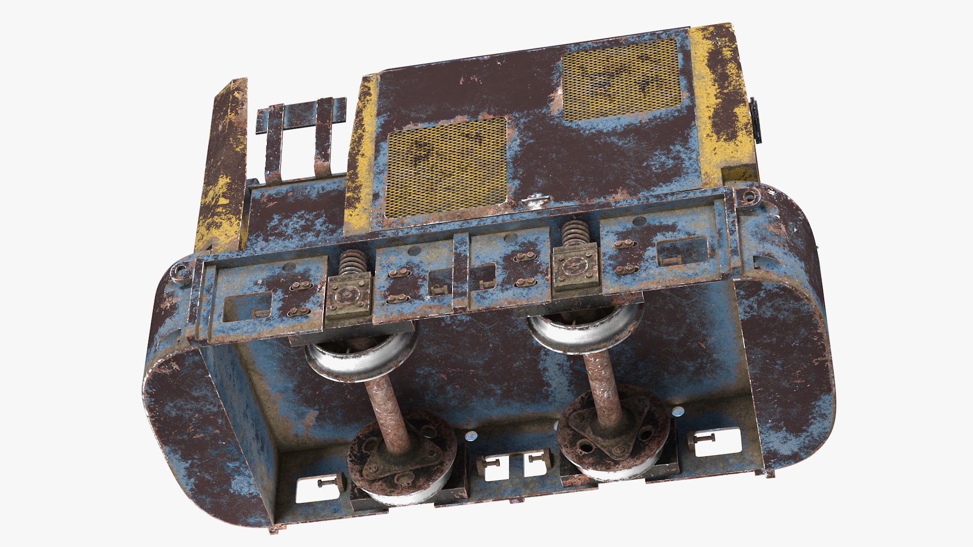 3D Mining Locomotive on Railway Section Rusted model