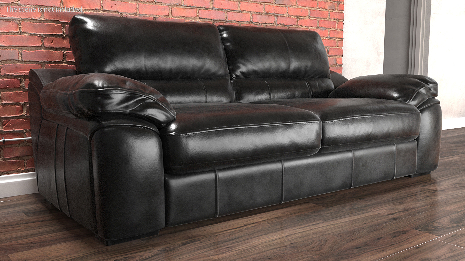 3D Black Leather Sofa model