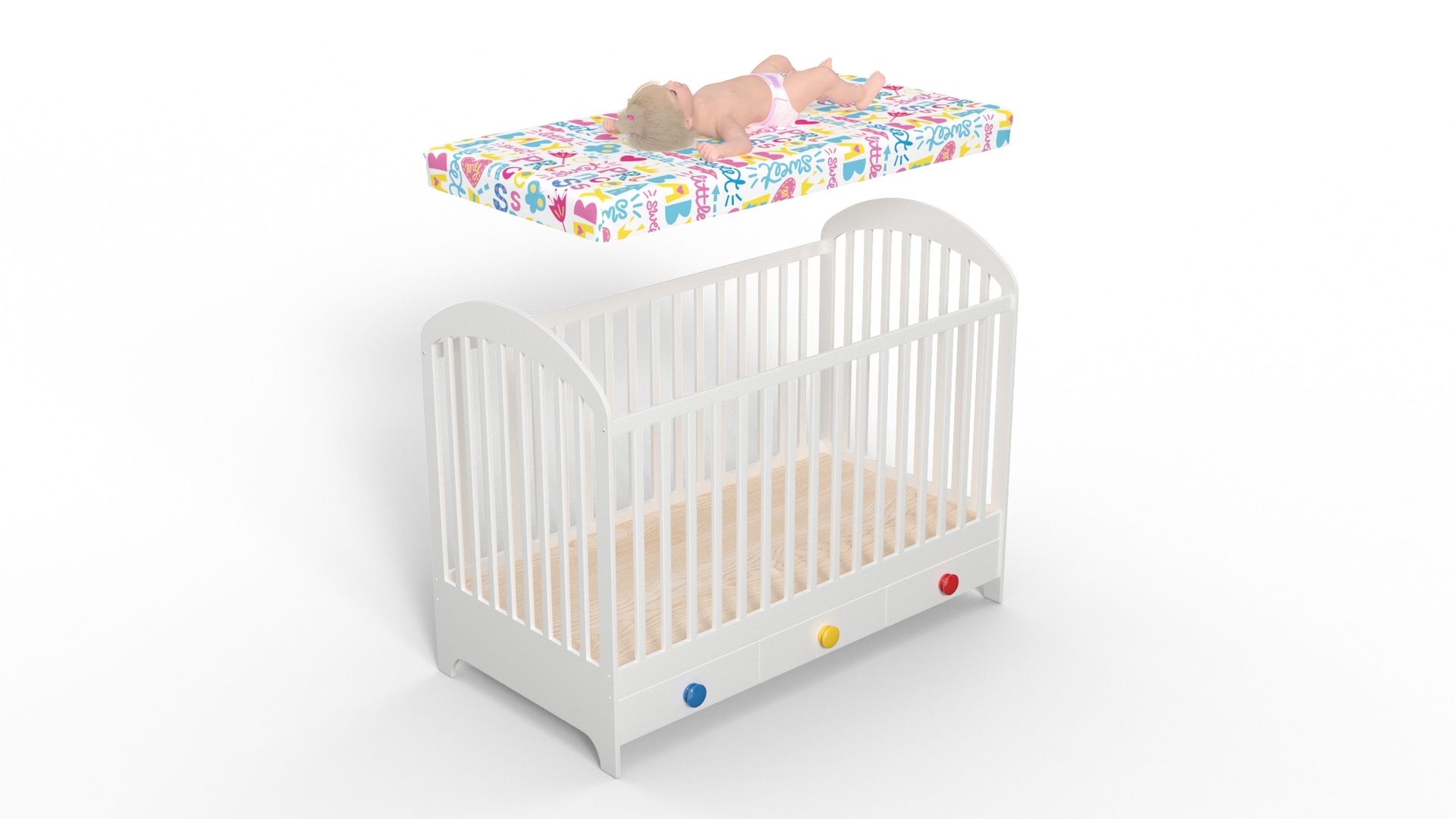 3D Toddler Girl in Bed Sleeping model