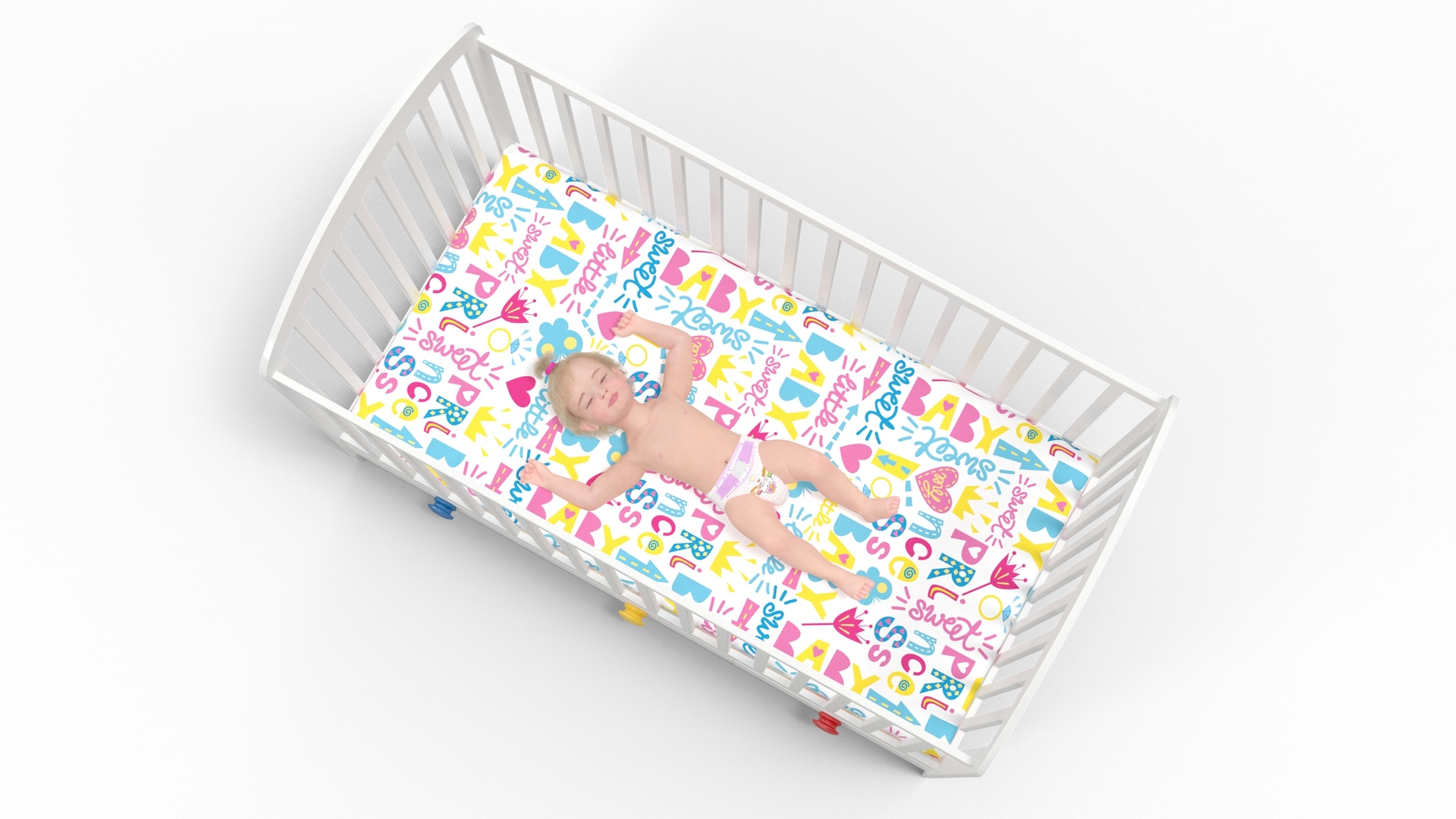 3D Toddler Girl in Bed Sleeping model