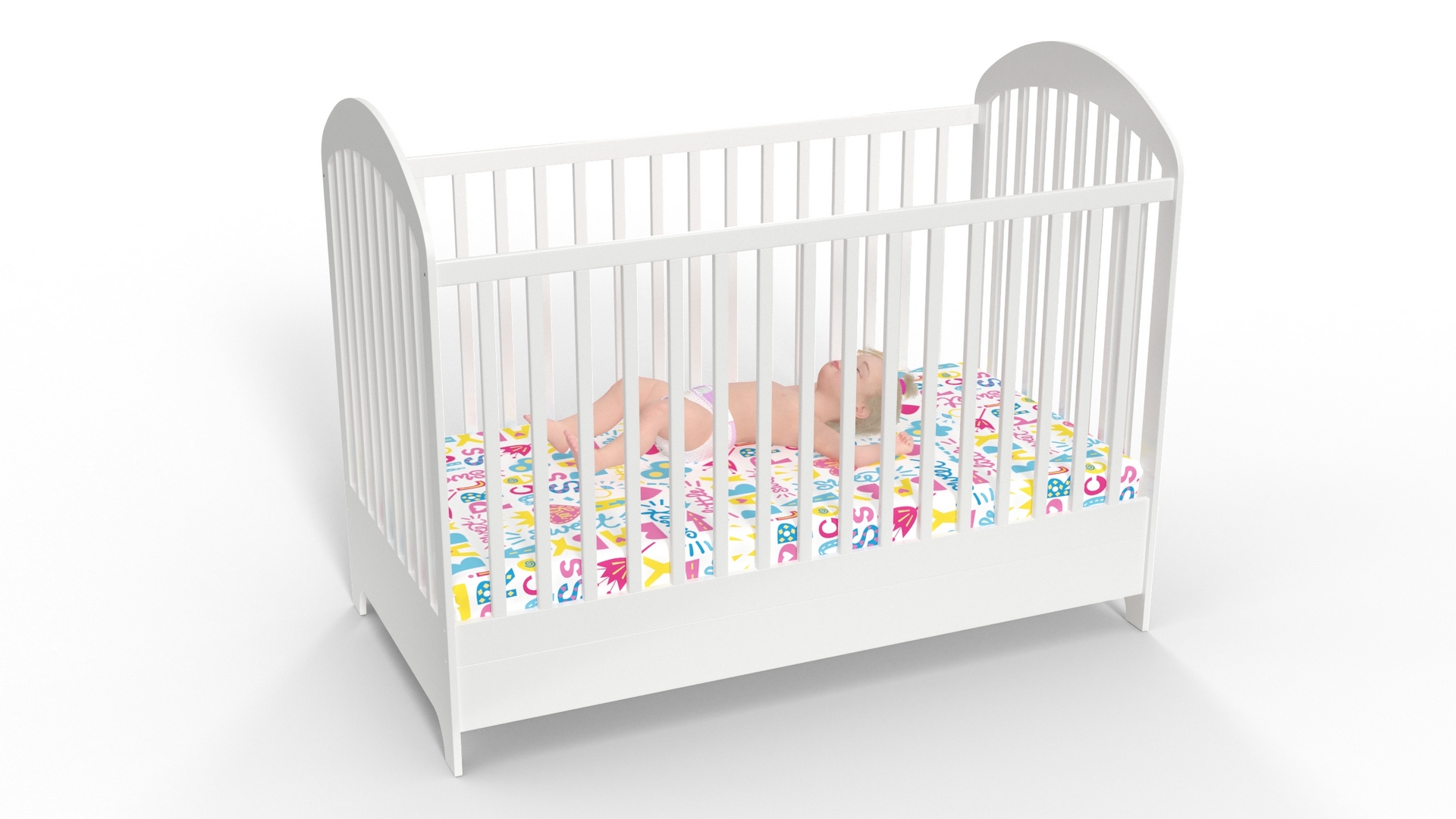 3D Toddler Girl in Bed Sleeping model