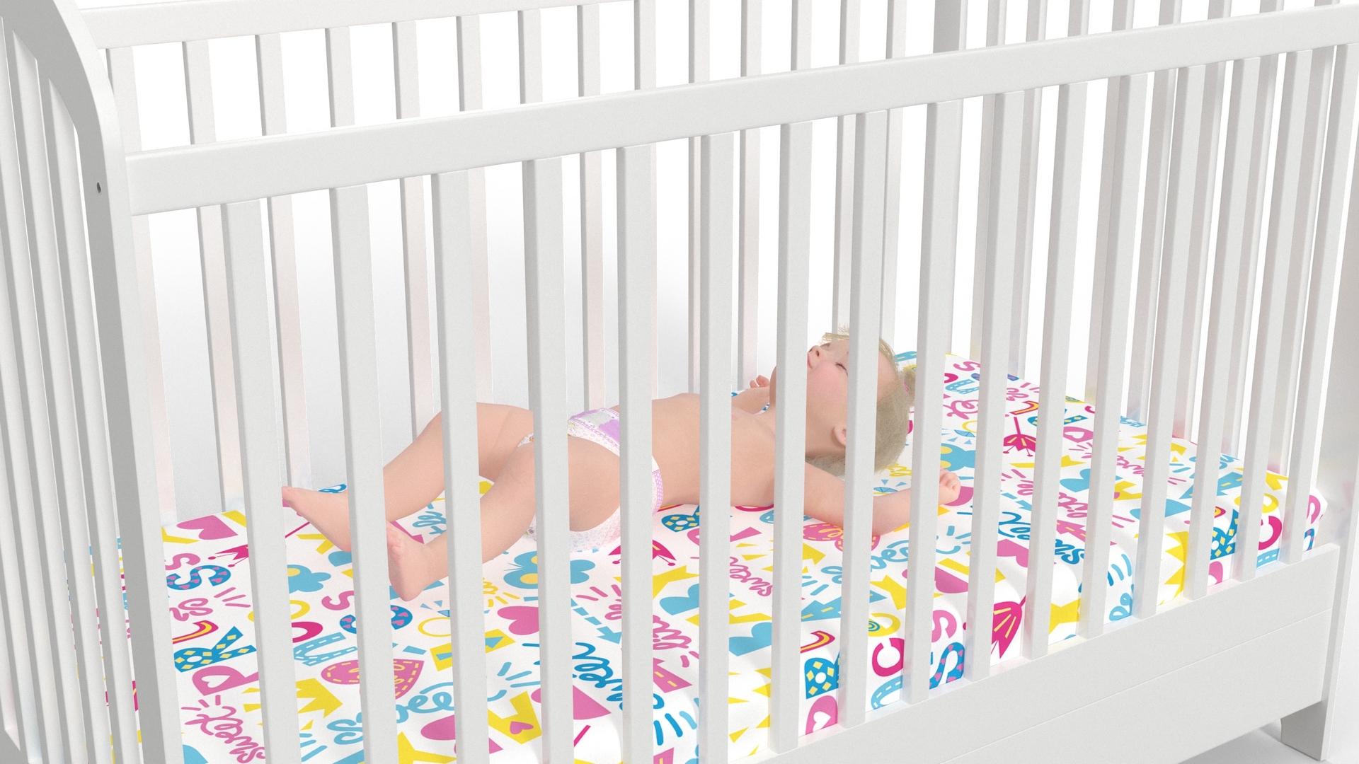 3D Toddler Girl in Bed Sleeping model