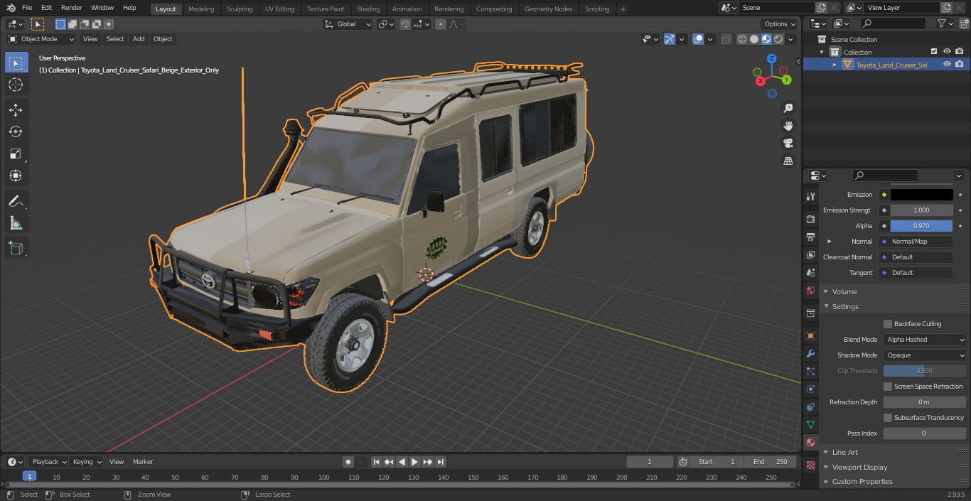 3D Toyota Land Cruiser Safari Beige Exterior Only