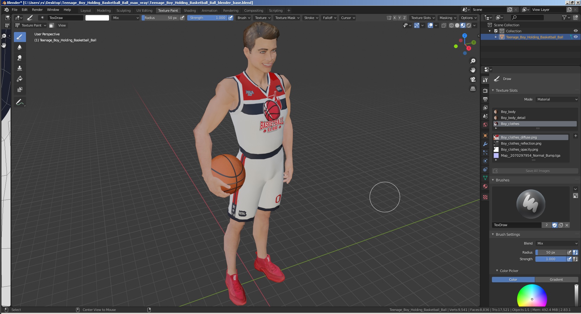 3D model Teenage Boy Holding Basketball Ball