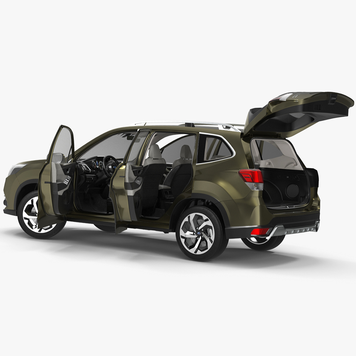 Subaru Forester 2022 Green Rigged for Maya 3D