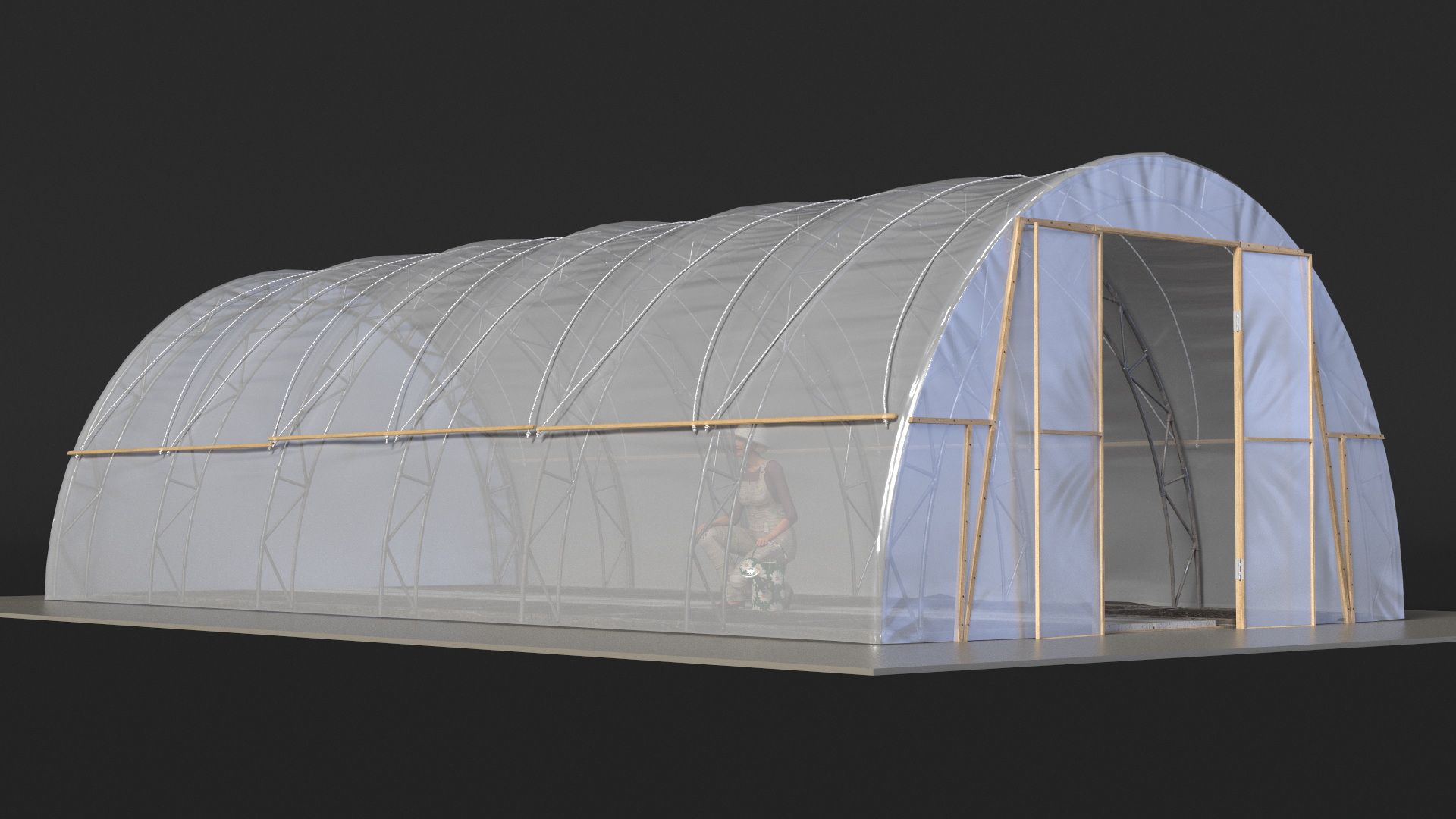 Greenhouse Tent with Gardener 3D model