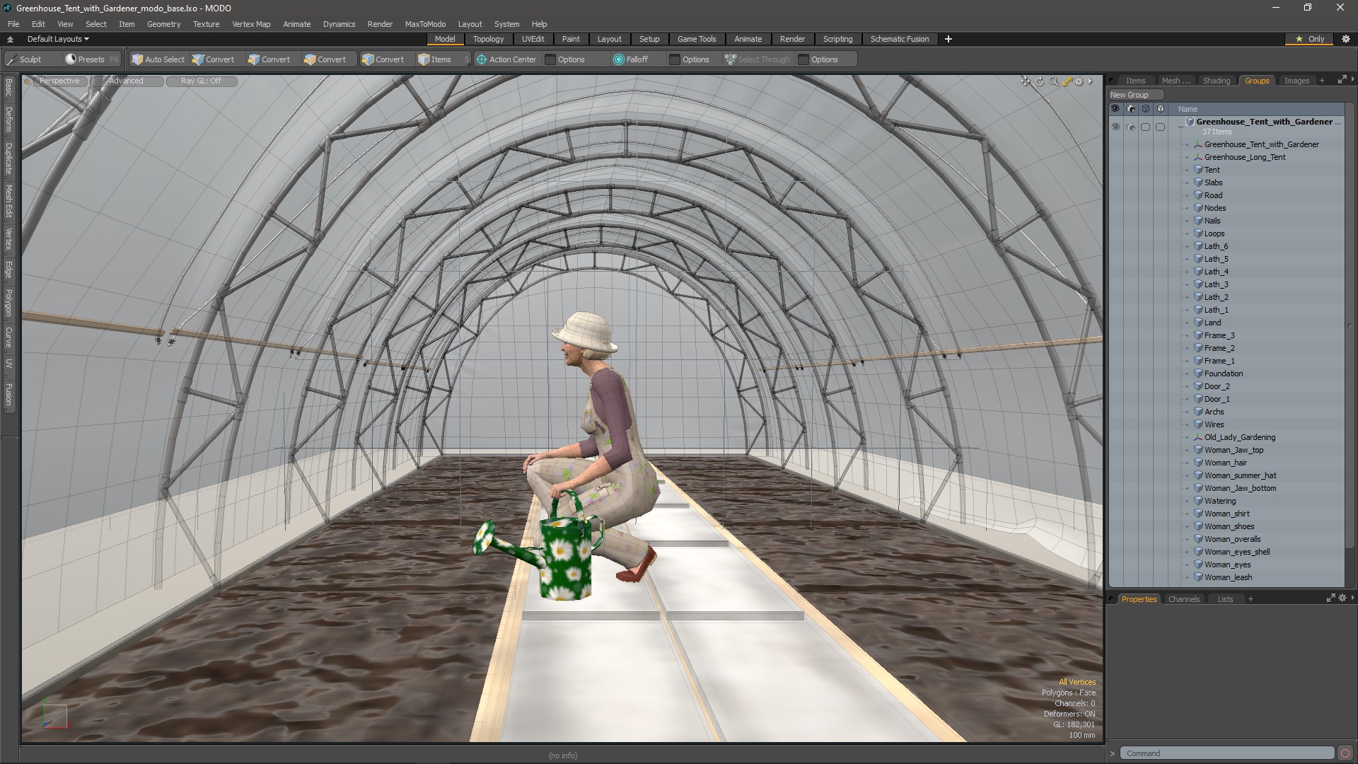 Greenhouse Tent with Gardener 3D model