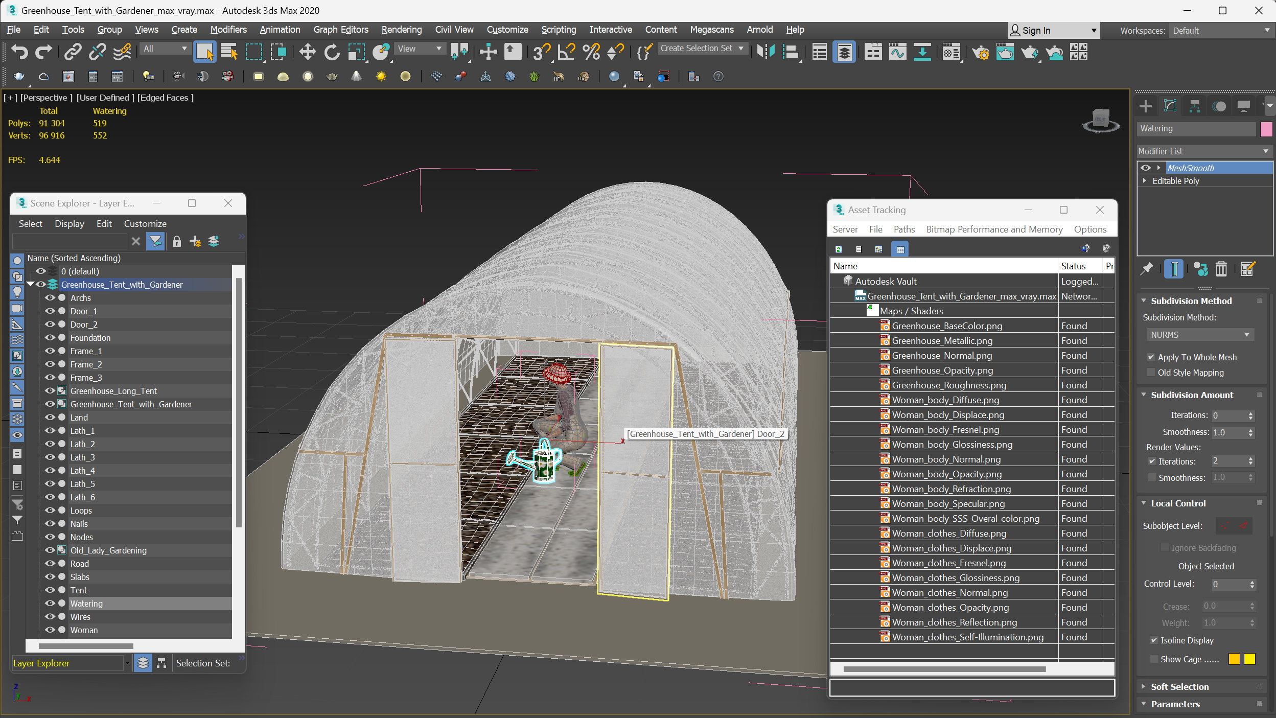 Greenhouse Tent with Gardener 3D model