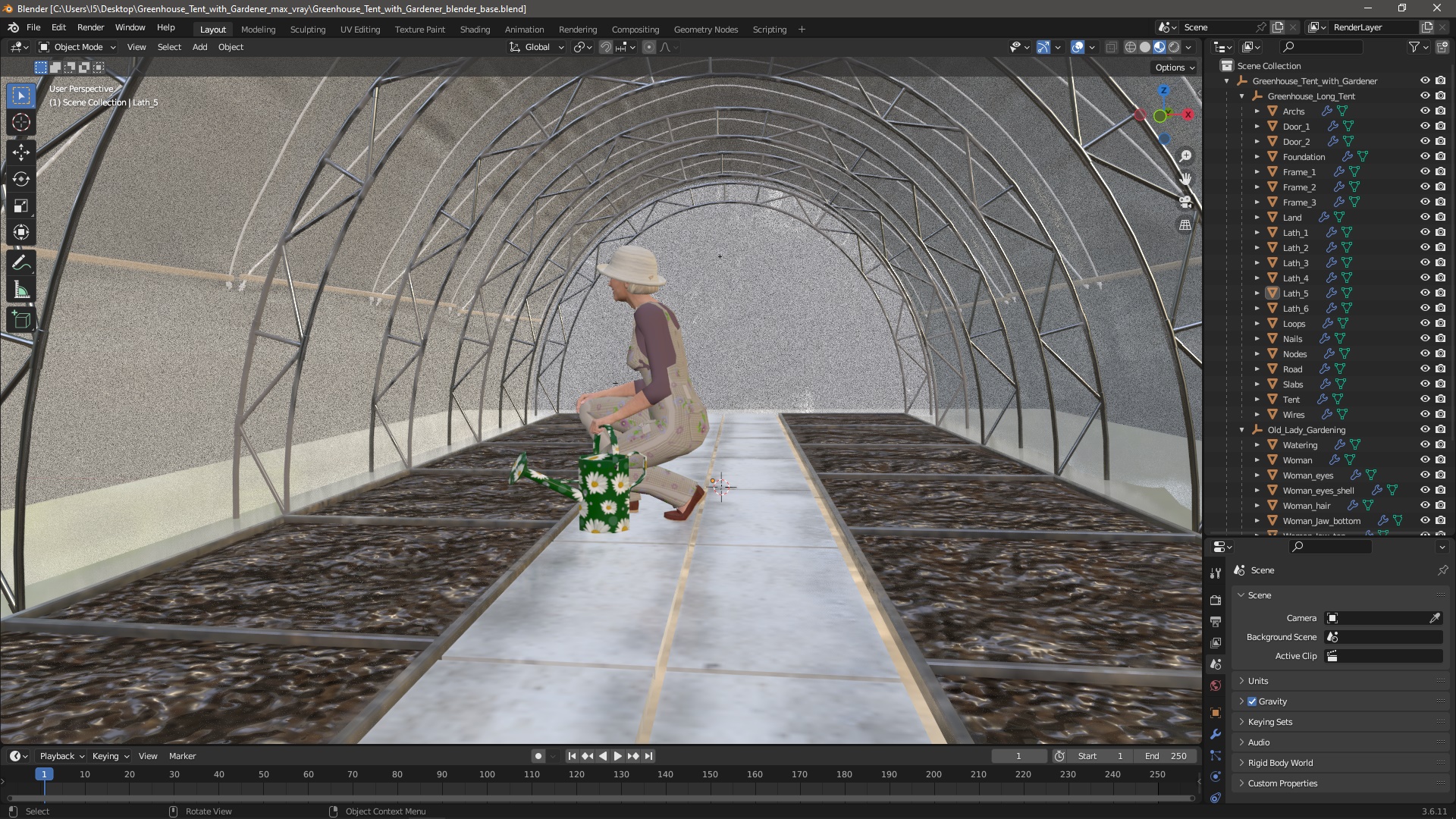 Greenhouse Tent with Gardener 3D model