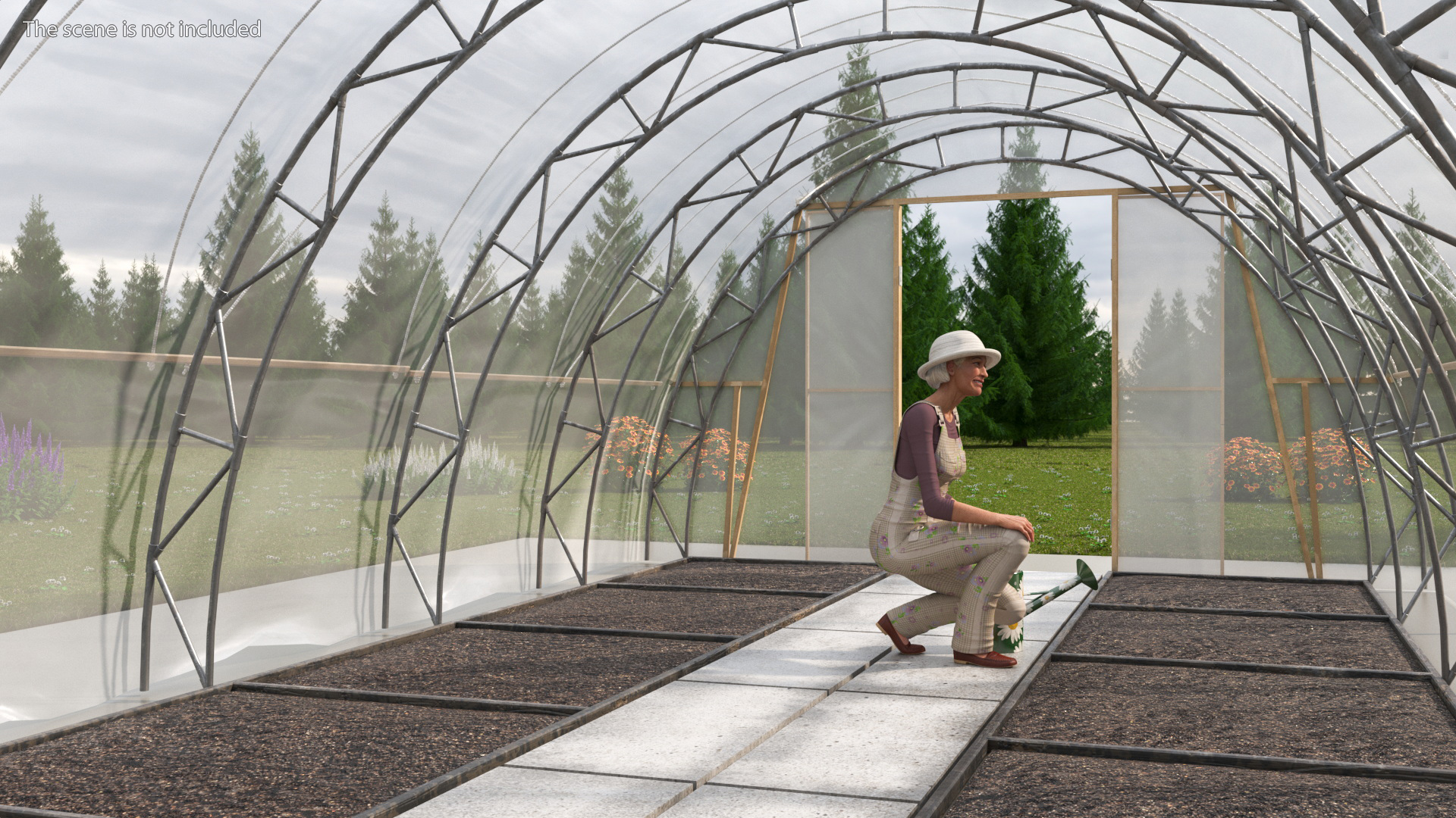 Greenhouse Tent with Gardener 3D model