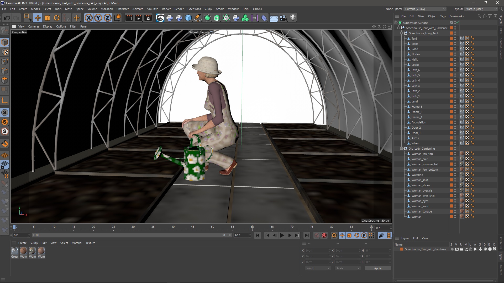 Greenhouse Tent with Gardener 3D model