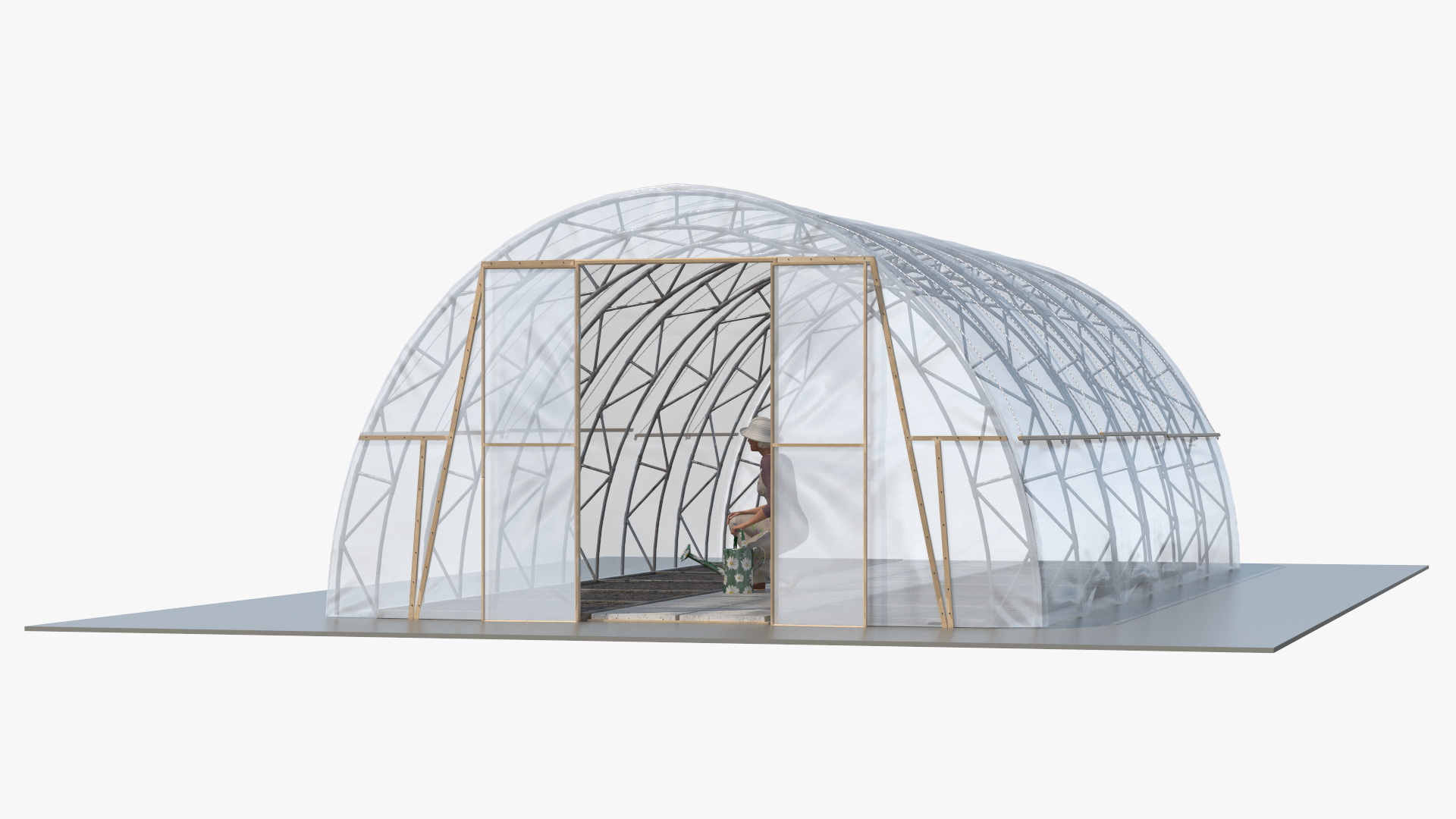 Greenhouse Tent with Gardener 3D model