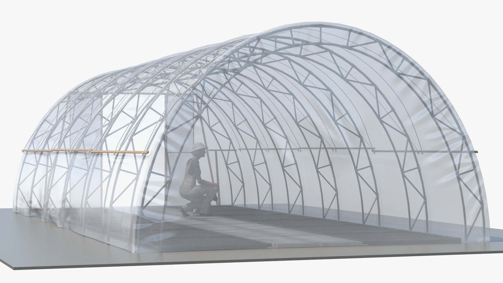 Greenhouse Tent with Gardener 3D model