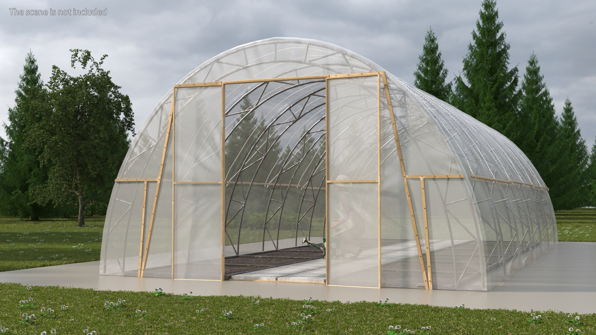 Greenhouse Tent with Gardener 3D model