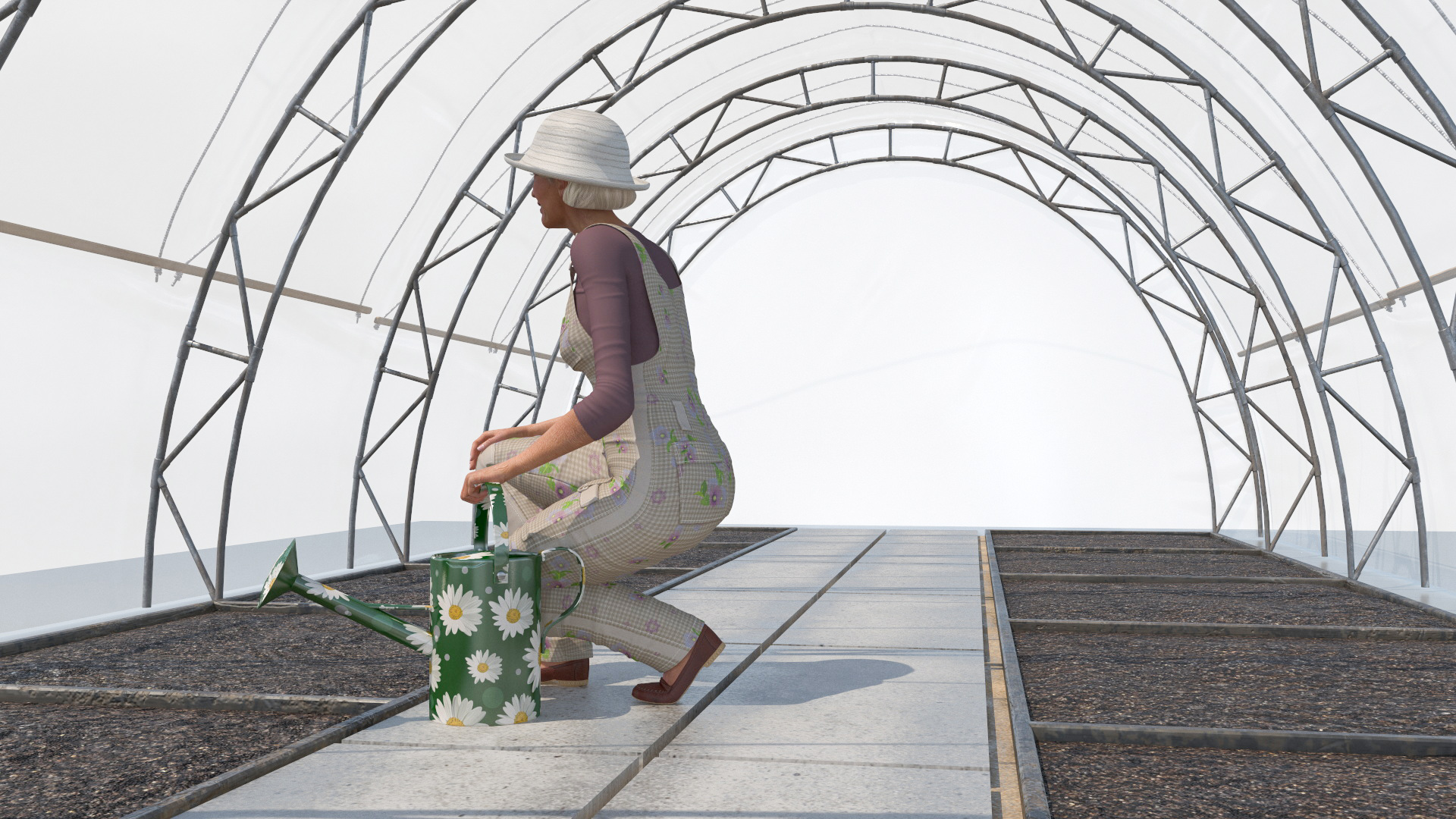 Greenhouse Tent with Gardener 3D model