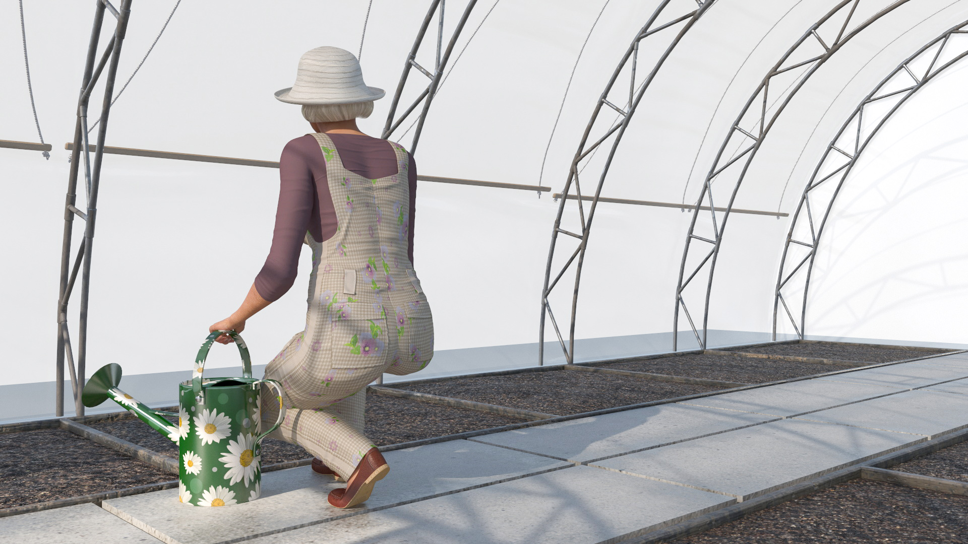 Greenhouse Tent with Gardener 3D model