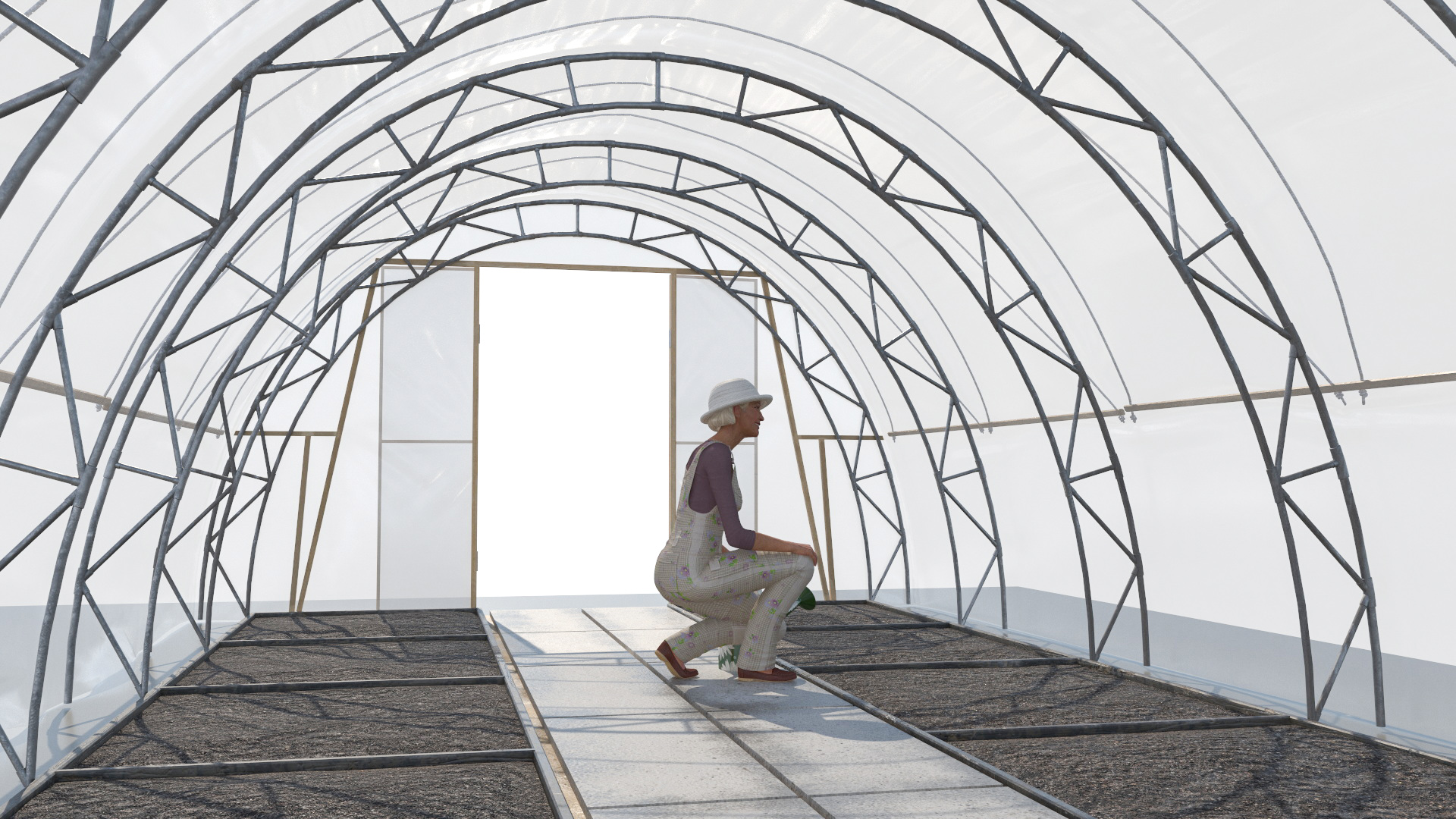 Greenhouse Tent with Gardener 3D model