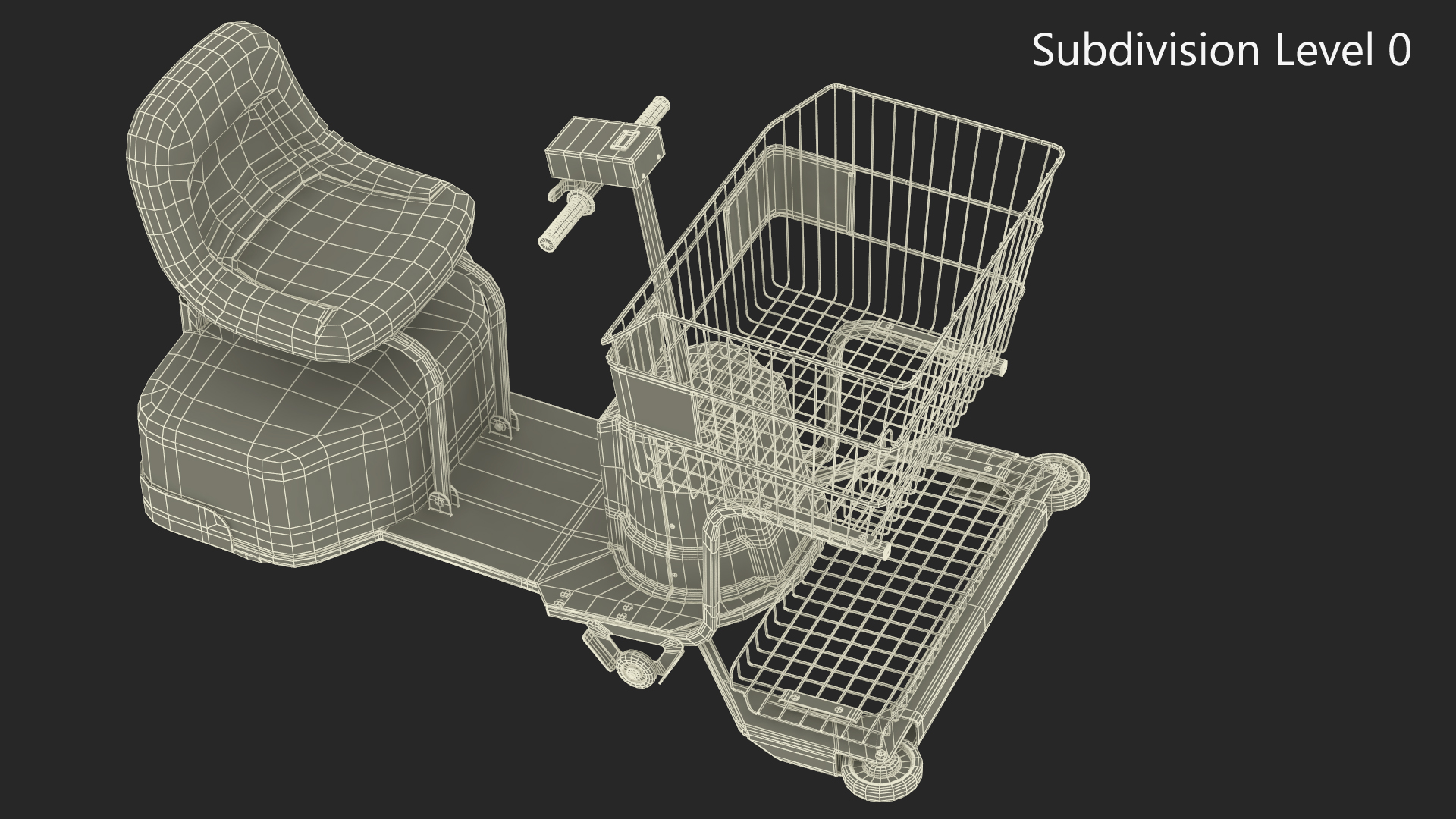 3D Motorized Grocery Cart Blue Dirty model