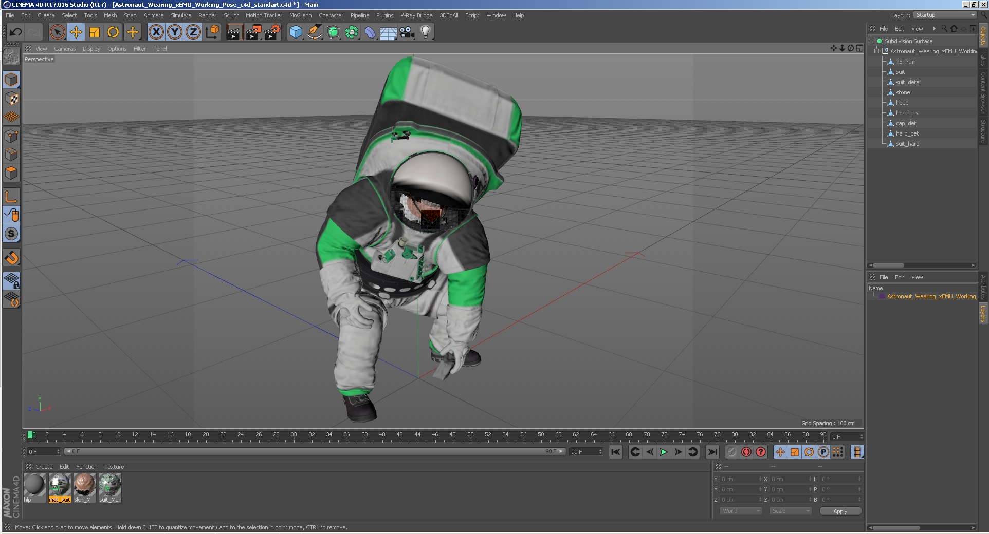 3D model Astronaut Wearing xEMU Working Pose