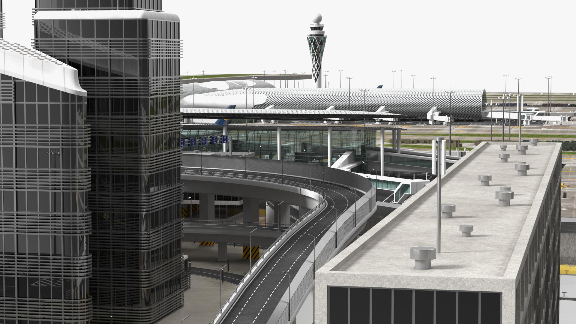 3D Airport Infrastructure With Aircraft