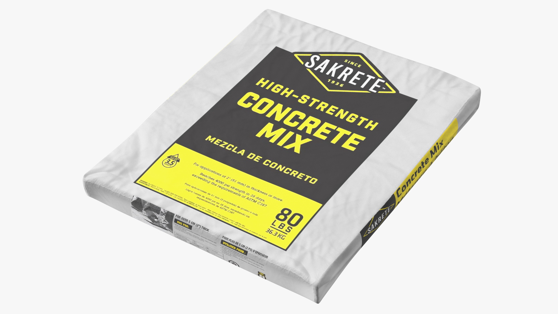 Pack of Cement Sakrete 80 Lb White 3D model