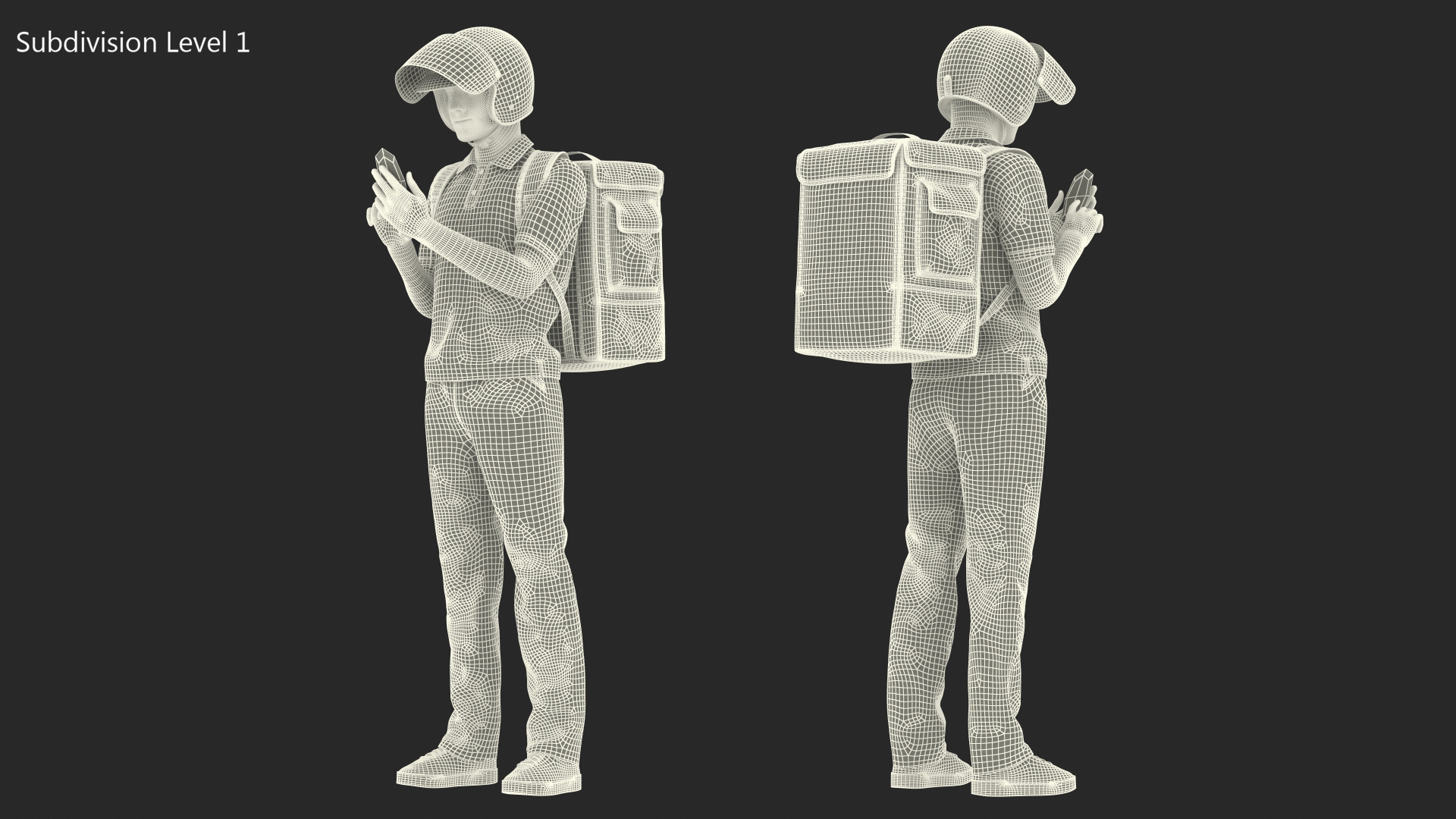 3D model Food Delivery Man Standing Pose Fur