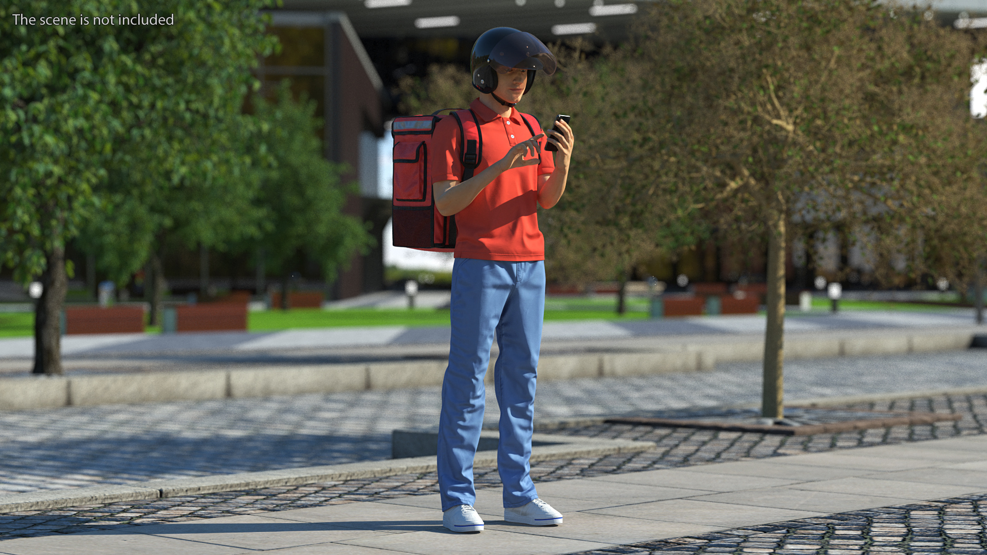 3D model Food Delivery Man Standing Pose Fur