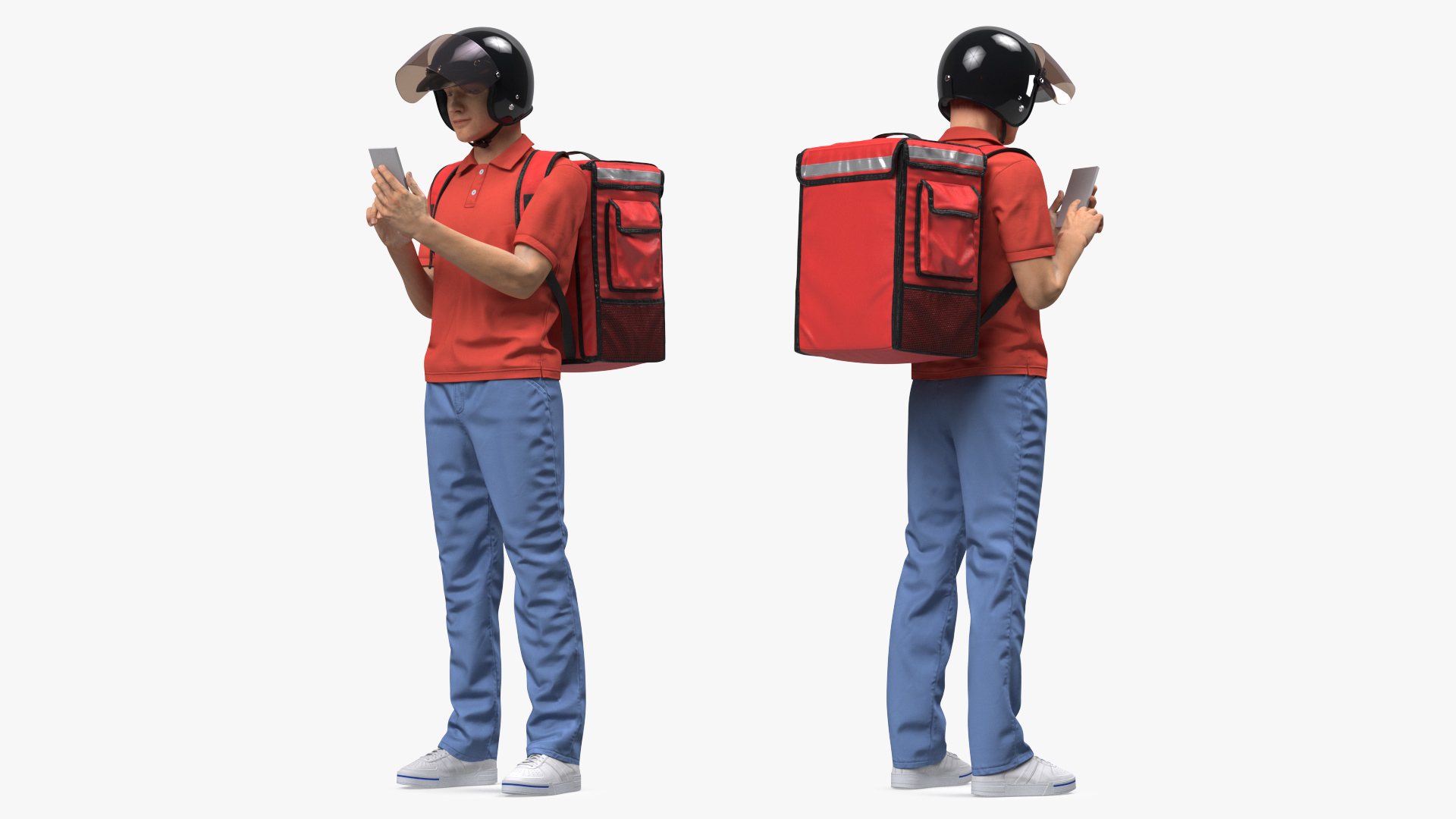 3D model Food Delivery Man Standing Pose Fur